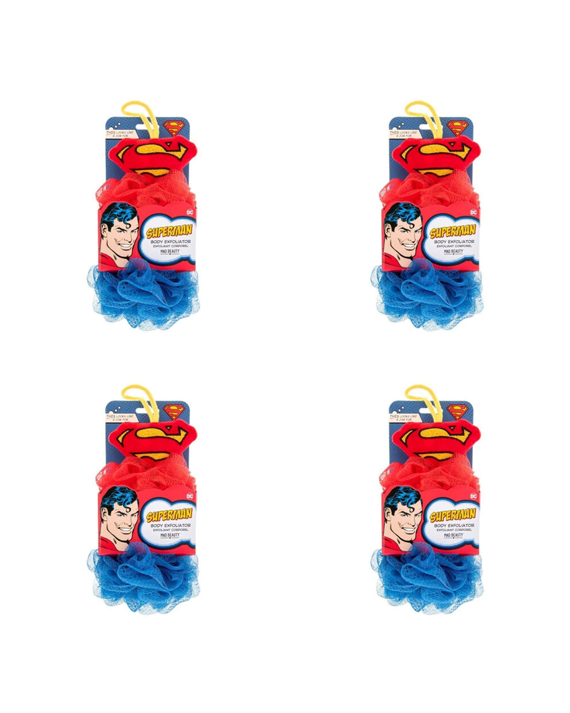 1 Warner Bros 4PK Superman Body Exfoliator Shower Loofah Puff Duo Set - Multi, 1 of 5