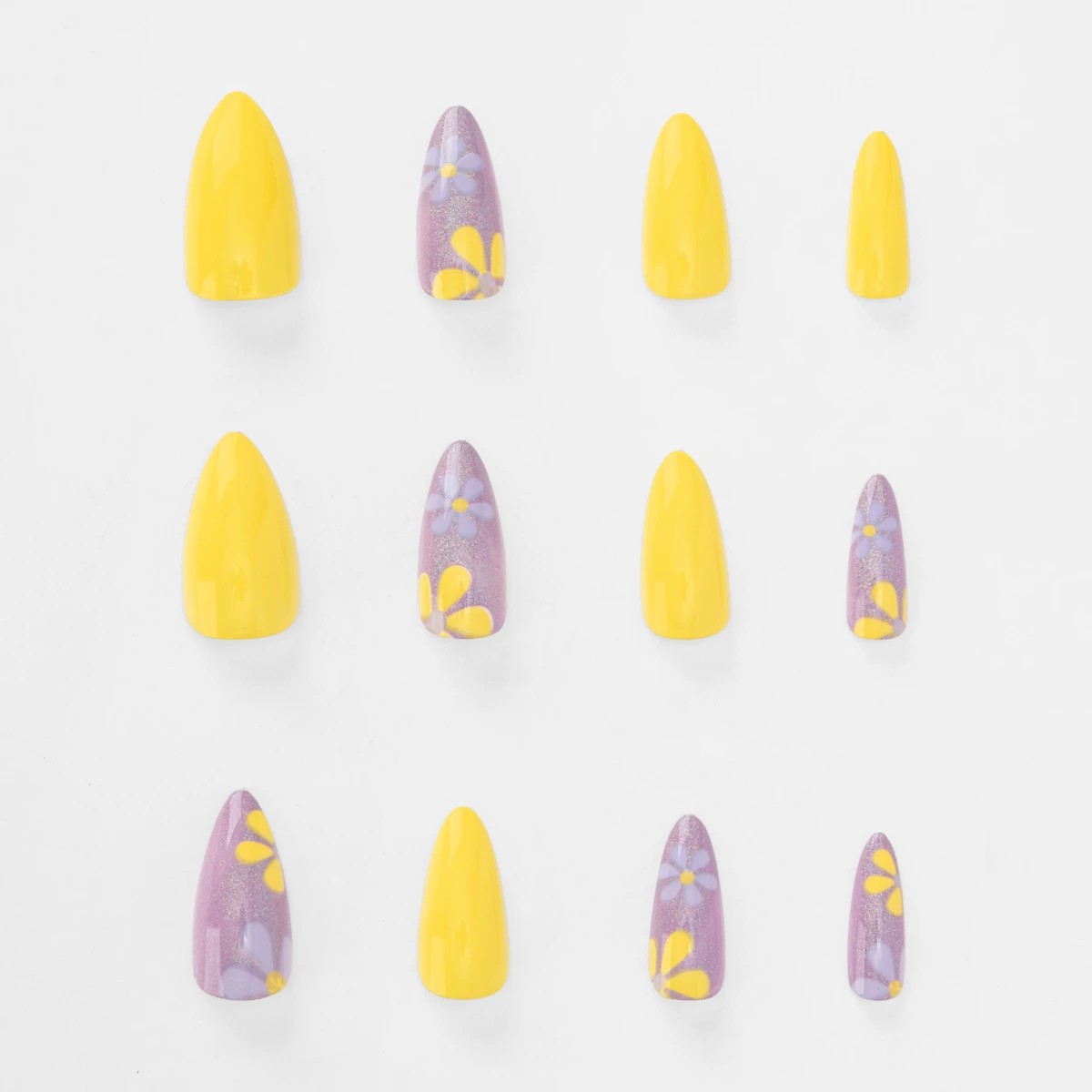 5 OXX Cosmetics 24 Pack False Nails with Adhesive - Stiletto Shape, Floral Shimmer, 5 of 5