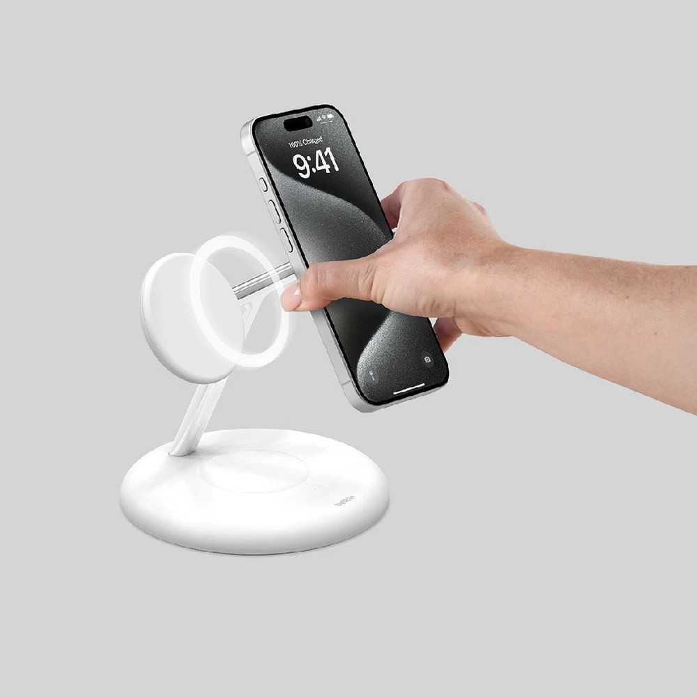 8 Belkin BoostCharge Pro 15W Qi2 3-in-1 Wireless Charger White, 8 of 9