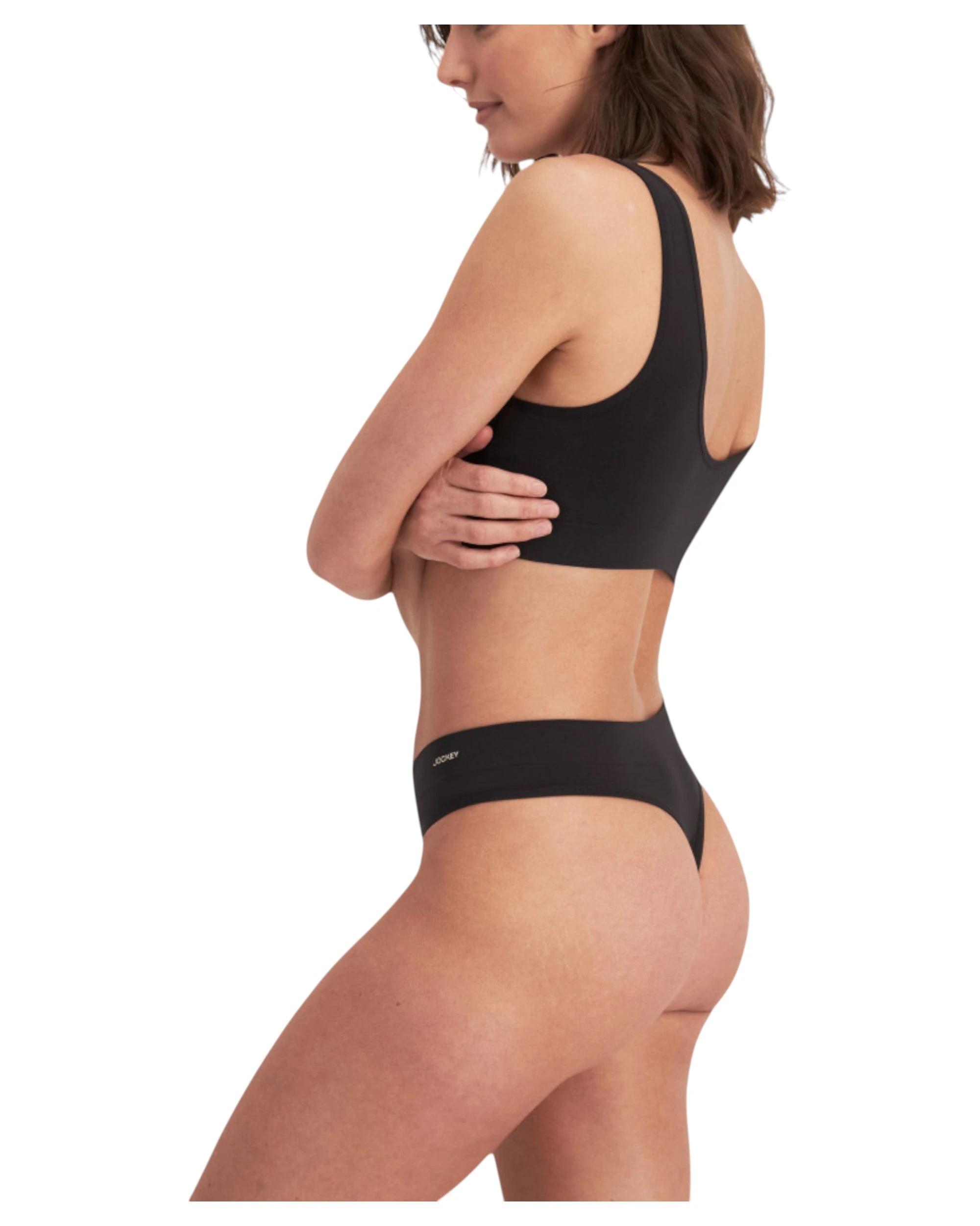 2 Jockey Womens Skimmies Ultra Smooth Gee Underwear BLACK, 2 of 3