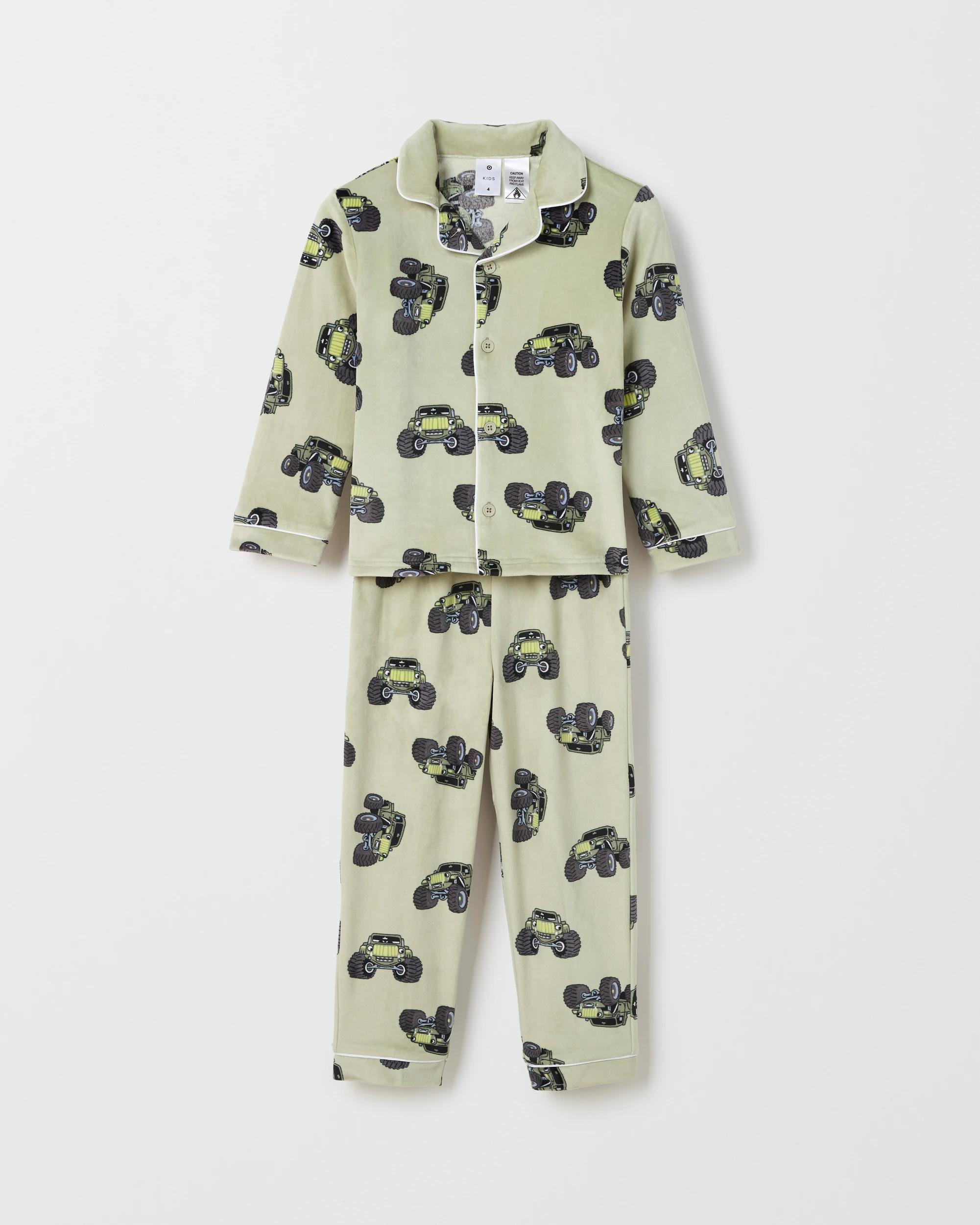 1 Target Kids Younger Boys Top & Pants Fleece Pyjama Set MONSTER TRUCK, 1 of 4