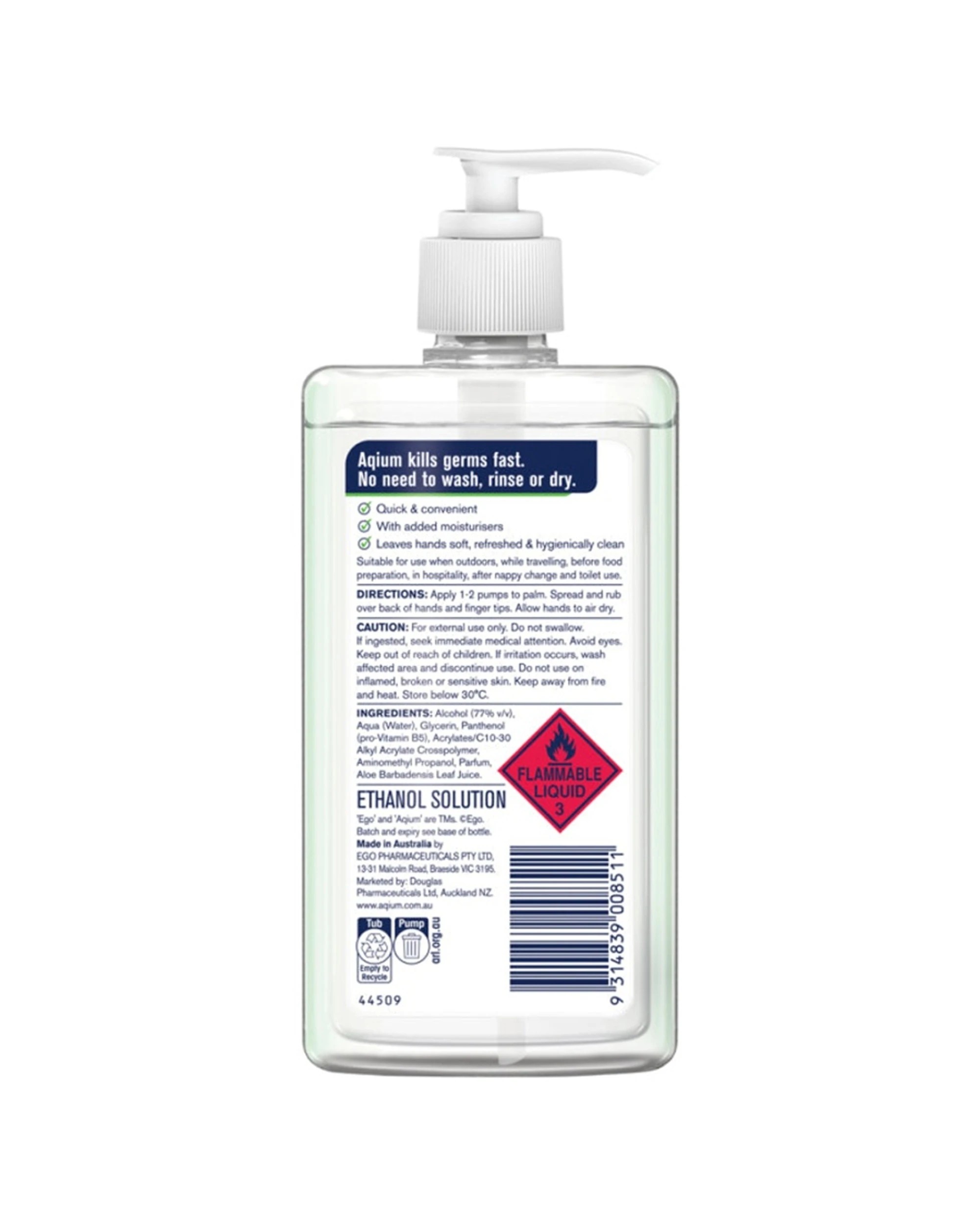 2 Ego Aqium Aloe Antibacterial Hand Sanitiser 375ml - Clear, 2 of 2
