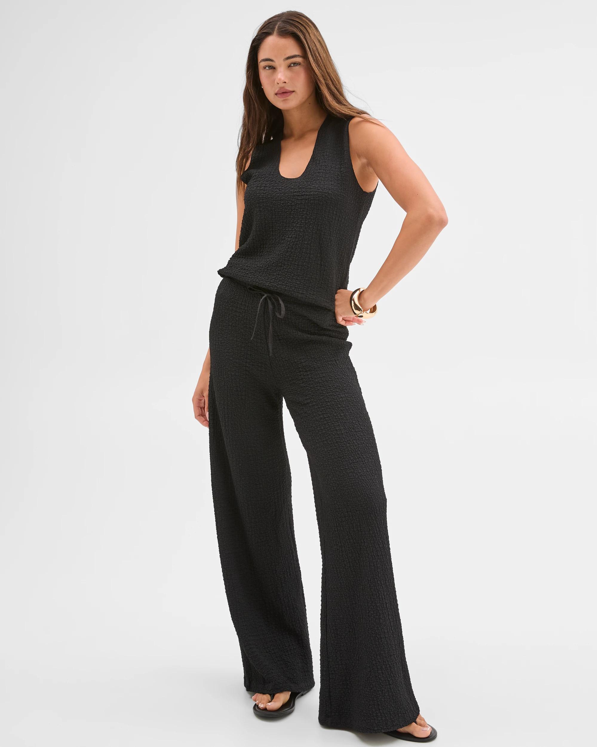 4 Lily Loves Textured Straight Leg Pants BLACK, 4 of 7
