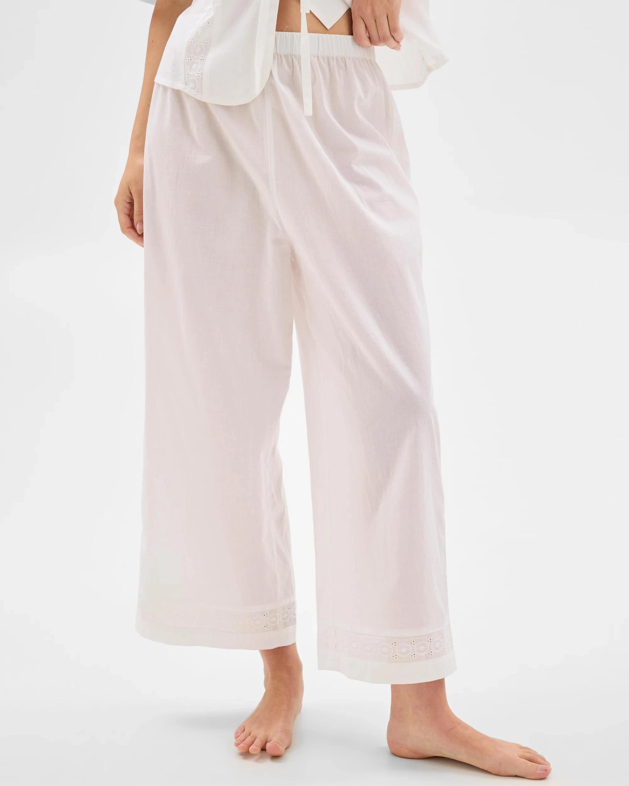 3 Target Woman Australian Cotton Broderie Top and Pants Pyjama Set WHITE, 3 of 7