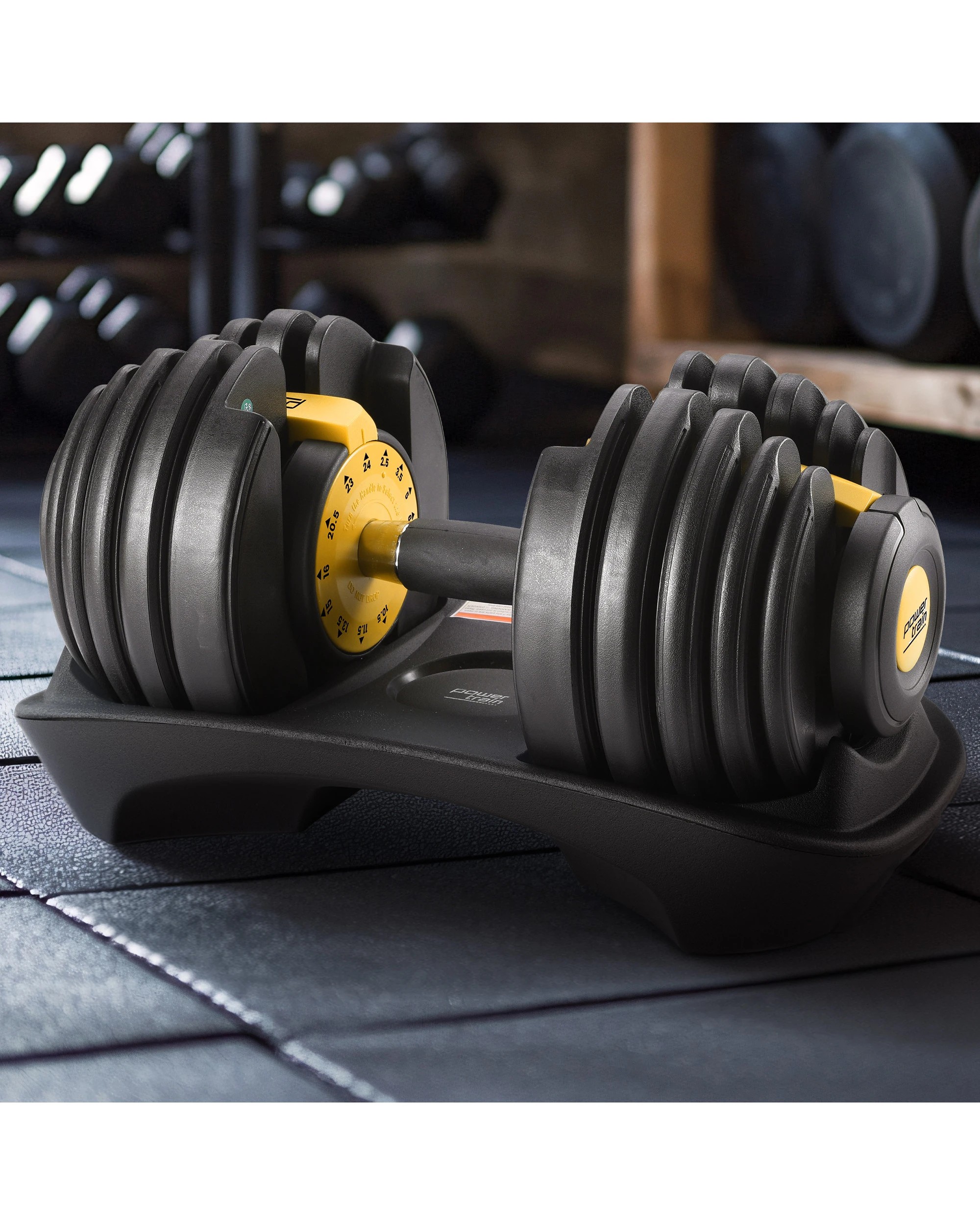 3 Powertrain 24kg Adjustable Dumbbell Home Gym Exercise Weights Free Workout Gold, 3 of 7