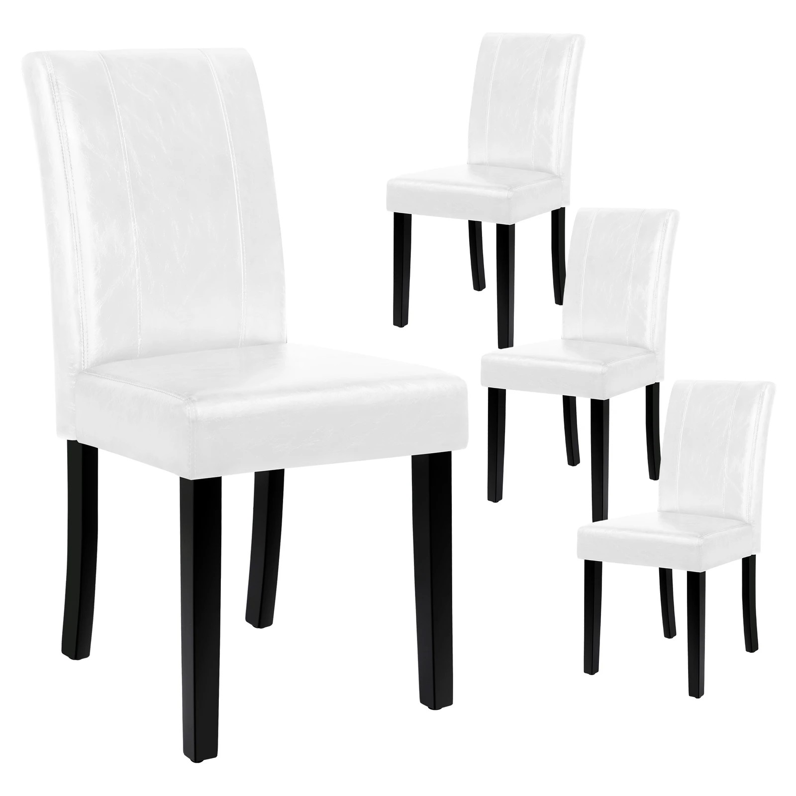 1 Alfordson 4x Dining Chairs Cafe Kitchen High-Back Chair Glossy PU Leather - White, 1 of 10