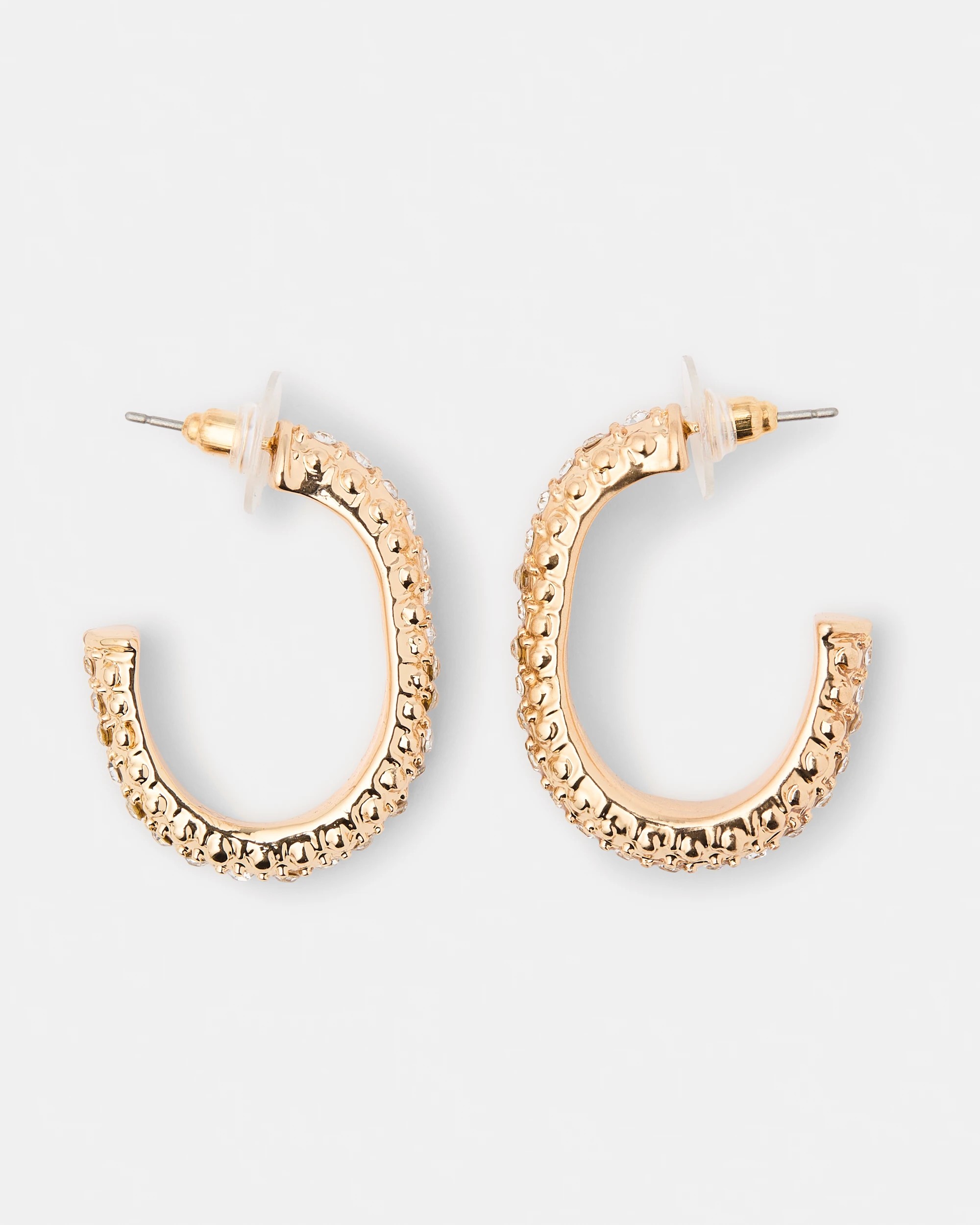 2 Diamante Hoop Earrings - Gold Tone, 2 of 5