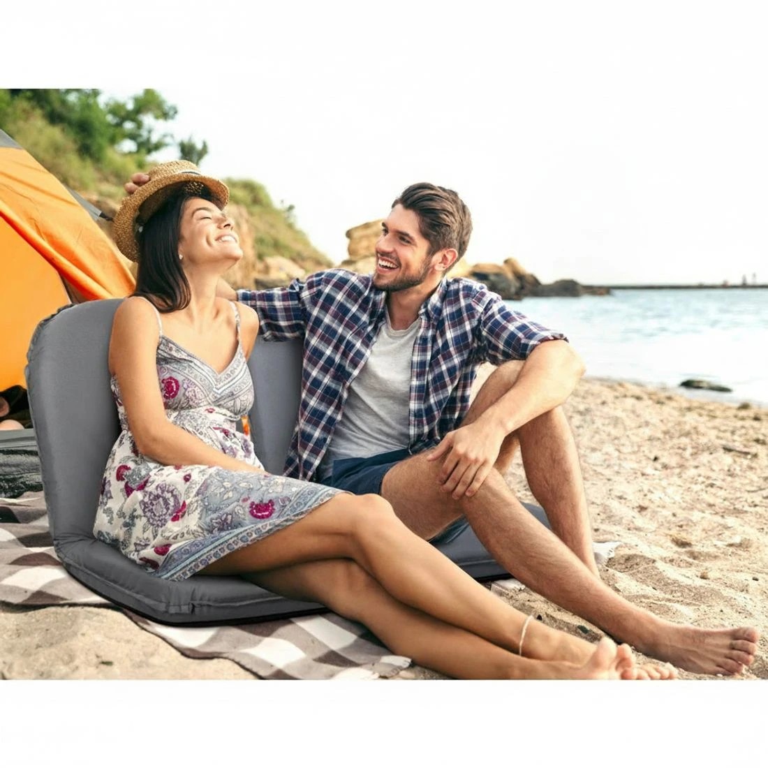 3 Artiss Floor Lounge Sofa Camping Chair - Grey, 3 of 6