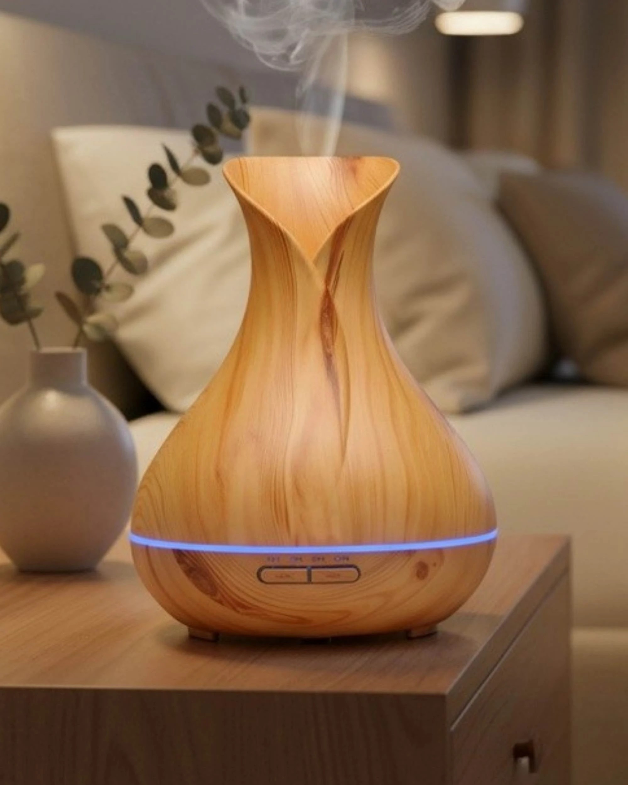 2 Orku Essential Oil Aroma Diffuser 400ml Tulip Wood Grain With Remote, 2 of 2