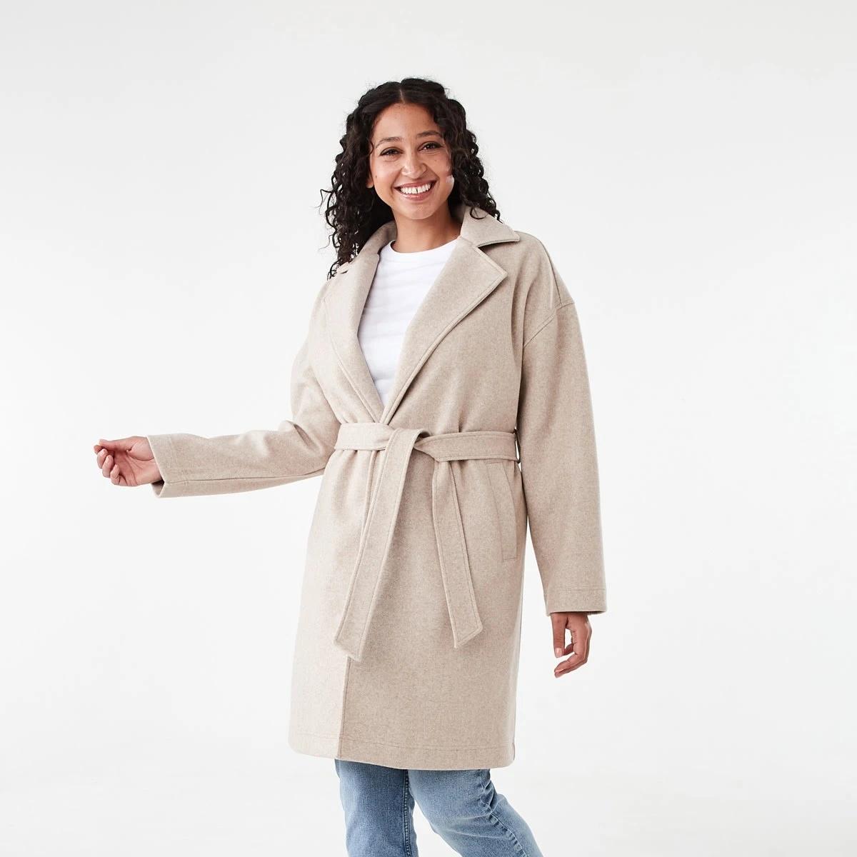 2 Oversized Coat with Belt Loml Marle, 2 of 9