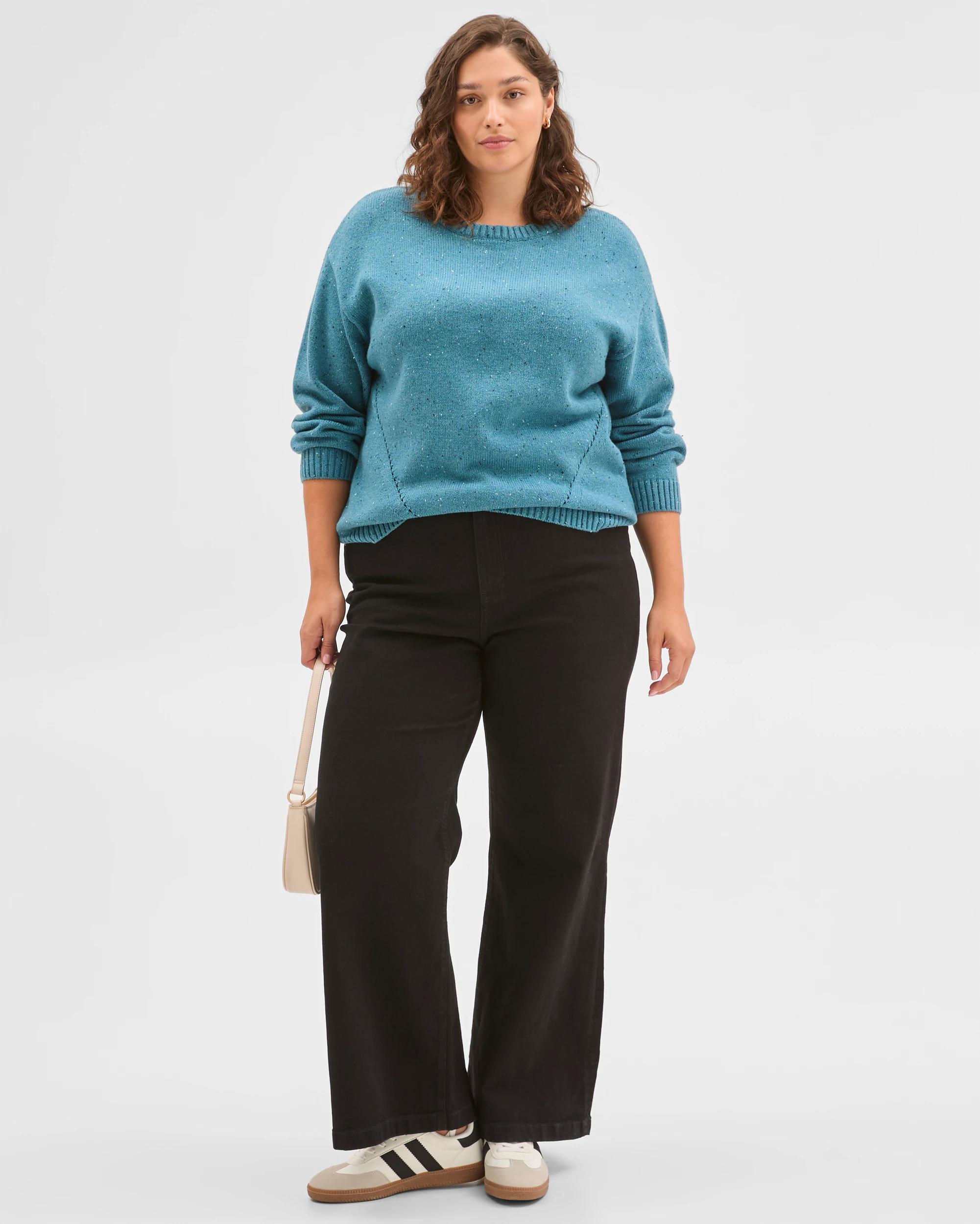 2 Target Curve Plus Size Australian Cotton Blend Long Sleeve Jumper STEEL BLUE, 2 of 6