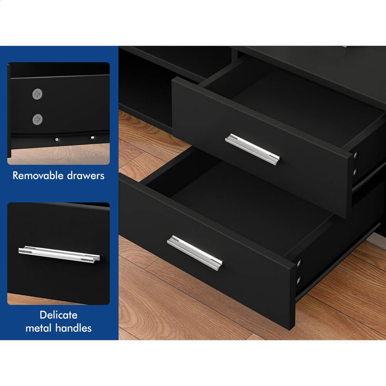 4 Alfordson Entertainment Unit TV Cabinet Stand 120cm Storage Drawer - Black, 4 of 8