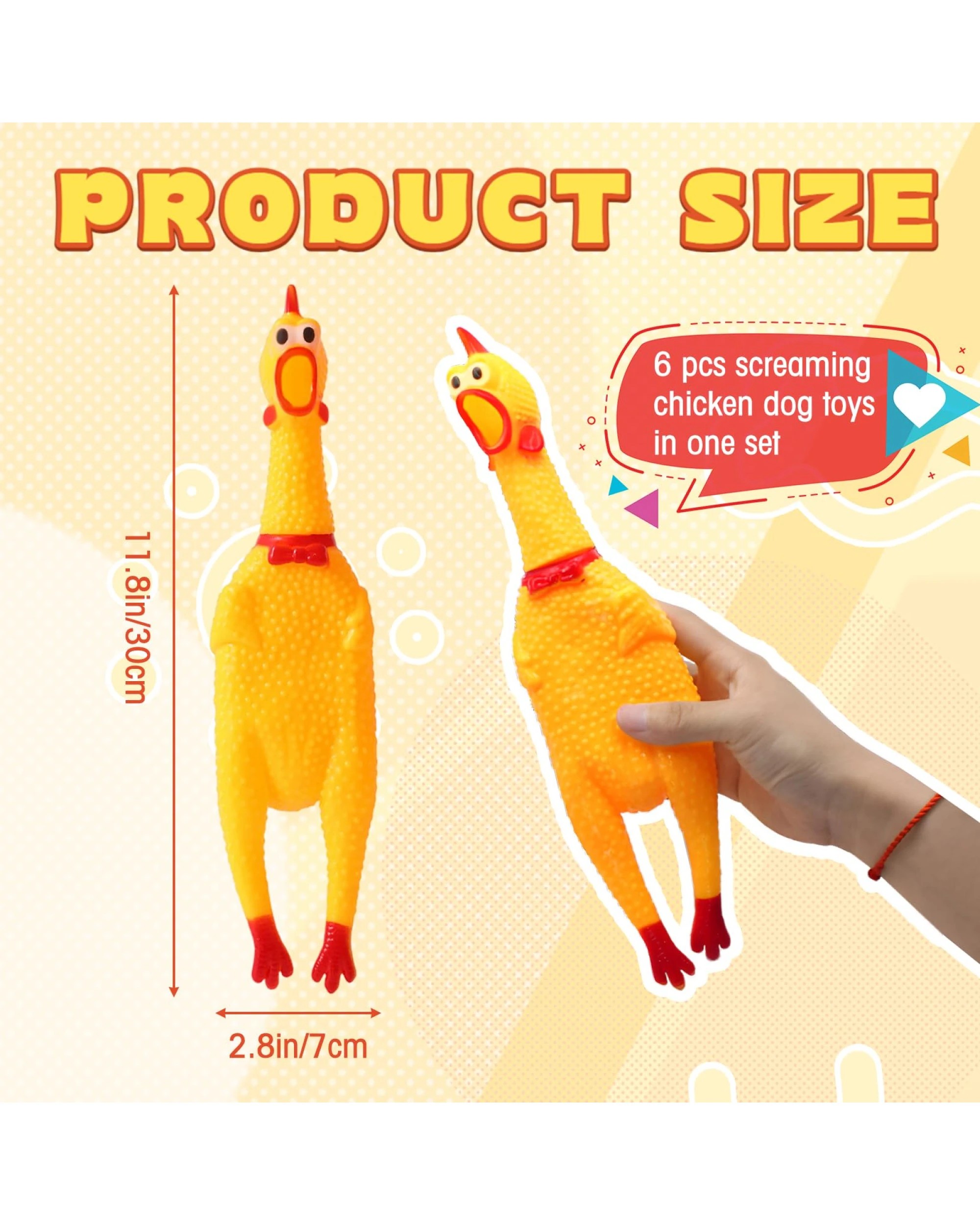 5 BR Pets 3-Pack Squeaky Chicken Dog Chew Toys with Squeezing Sound, 5 of 5