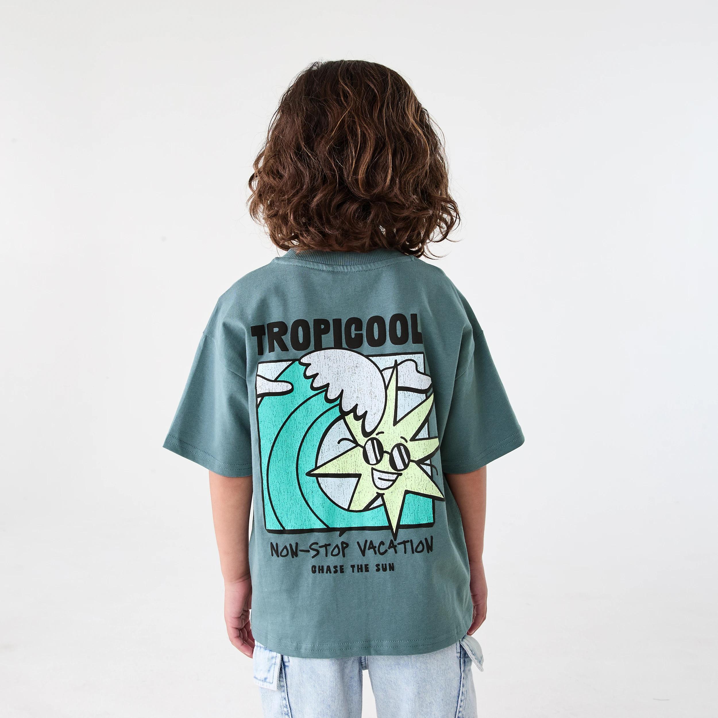 2 Short Sleeve Oversized Print T-shirt Grn Sun, 2 of 7
