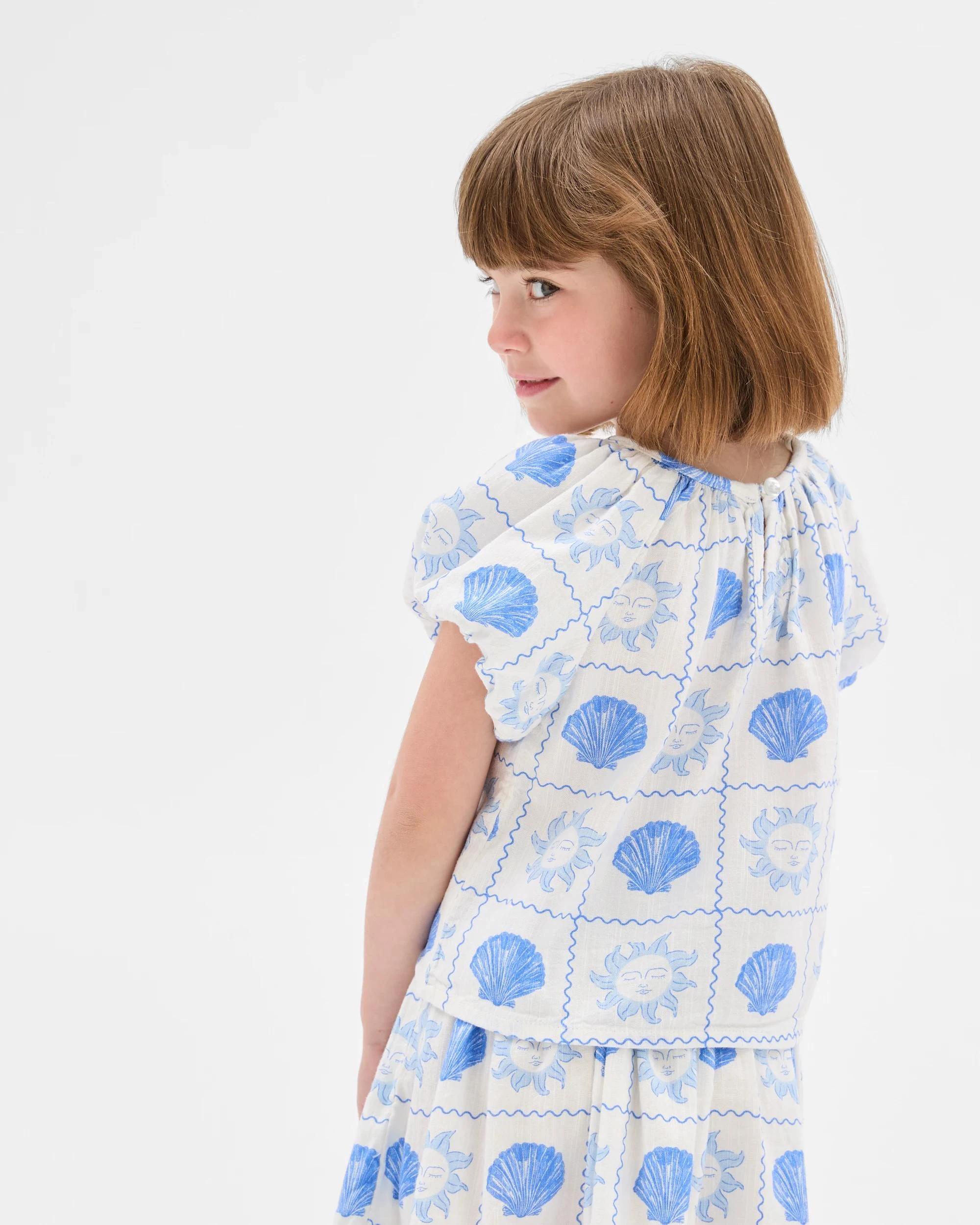 7 Target Woven Puff Sleeve Top BLUE SUN SHELLS, 7 of 7