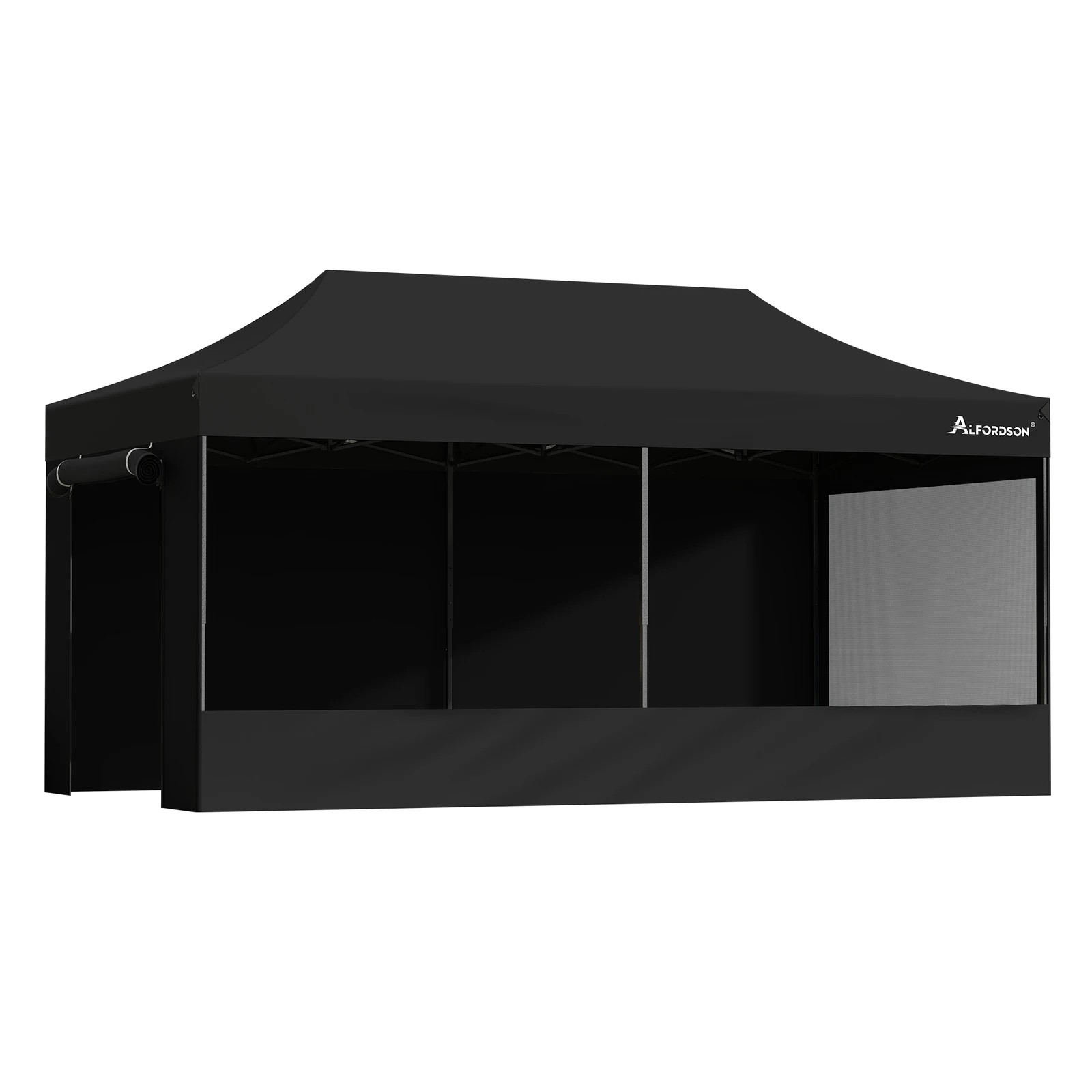 1 Alfordson Gazebo 6x3m Pop Up Marquee 600D Oxford Folding Camping Tent - Black, 1 of 10