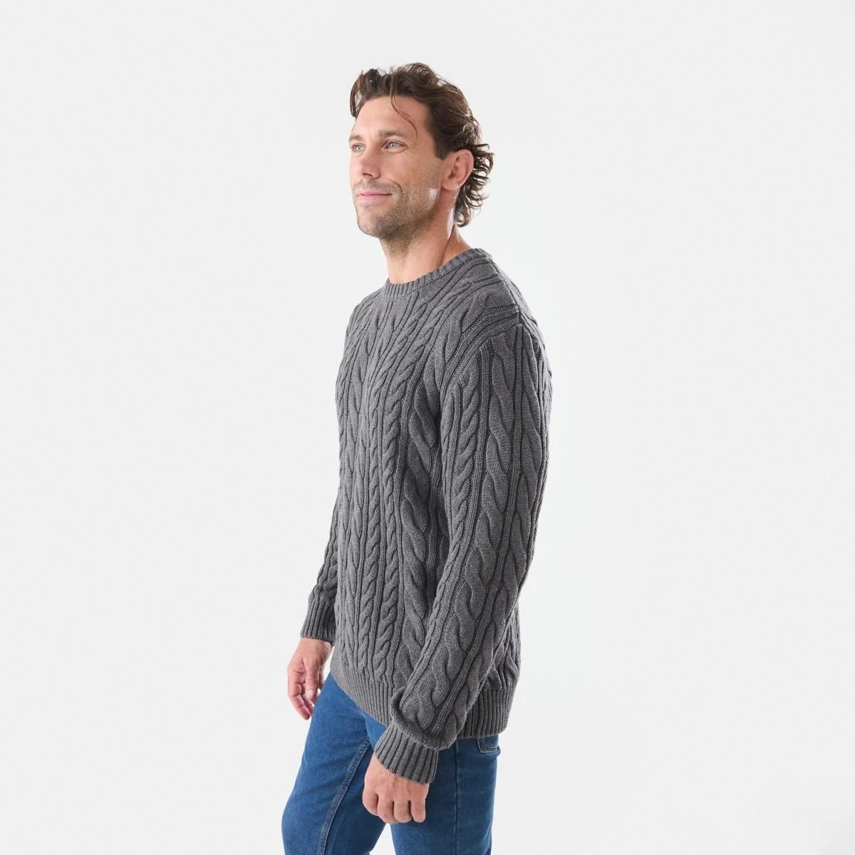 2 Cable Knit Jumper Gry Chmrle, 2 of 5