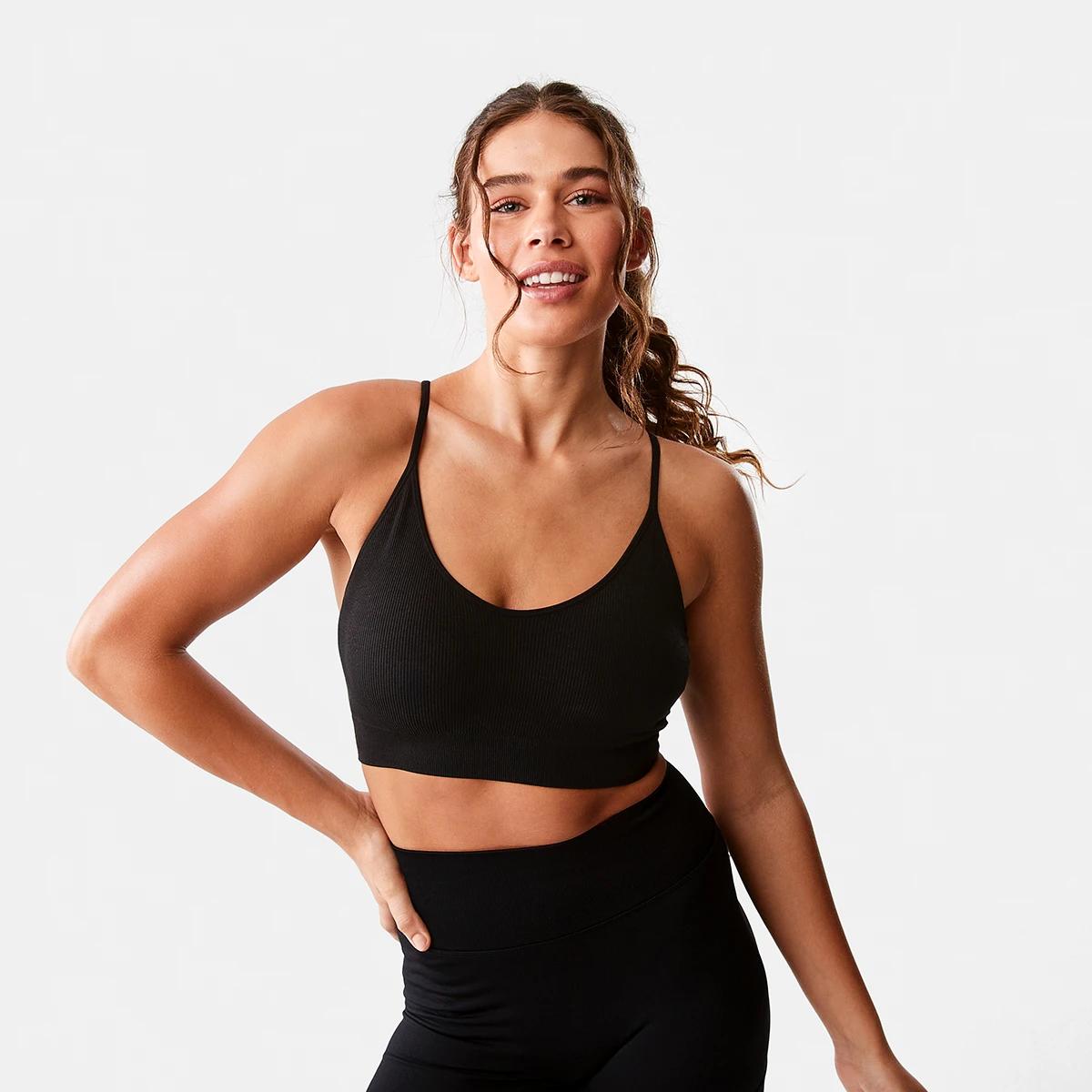 1 Active Womens Seamfree Racerback Crop BLACK, 1 of 7