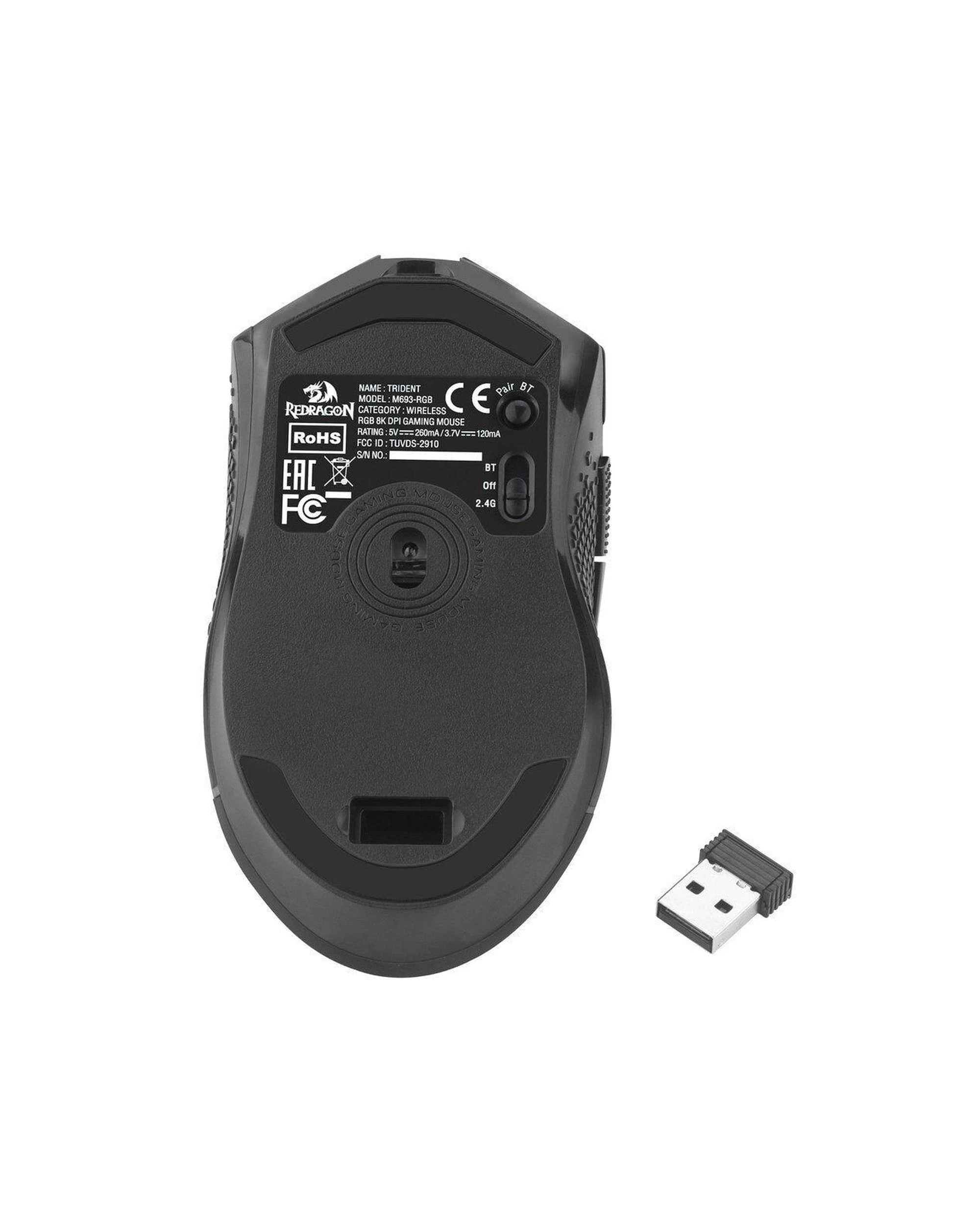 6 Redragon M693 RGB Trident Pro Wireless Gaming Mouse - Black, 6 of 7