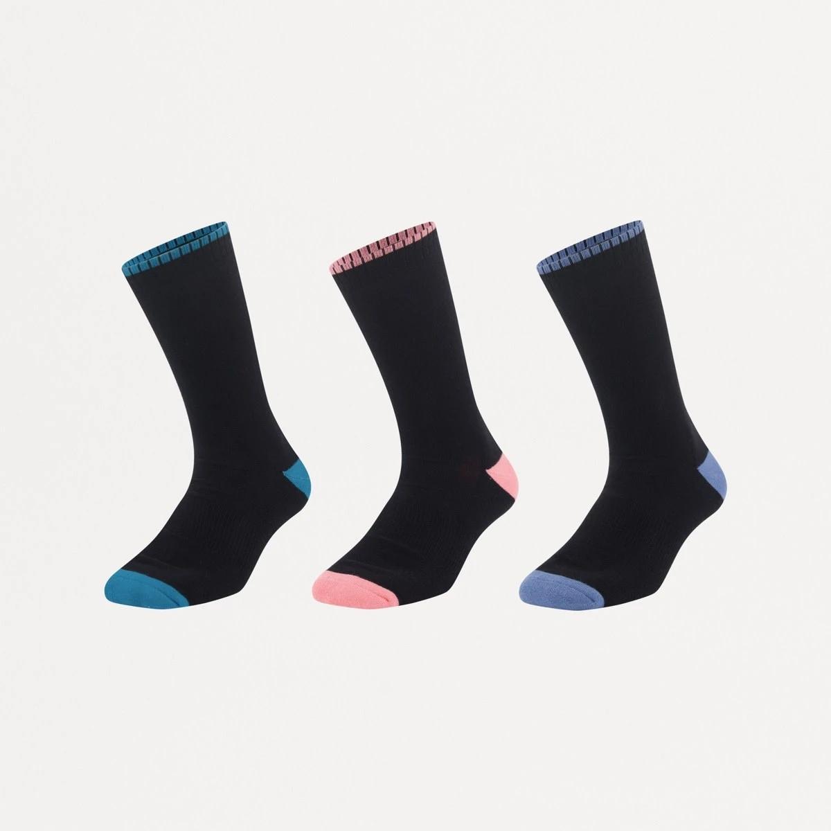 1 3 Pack Comfort Cotton Crew Socks BLACK COLOUR POP, 1 of 3