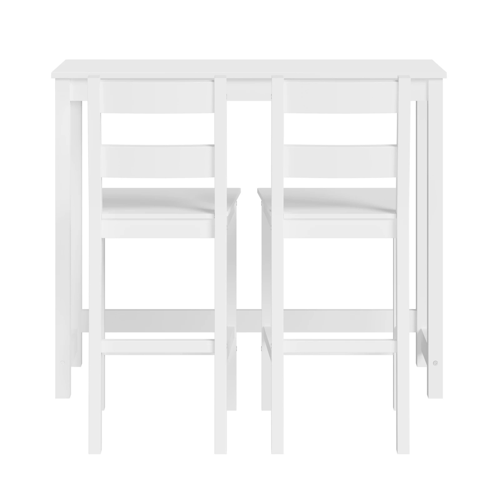 9 Oikiture 3pcs Bar Table Set 2 Stools Chairs Kitchen Dining Cafe Tables
 - White, 9 of 10
