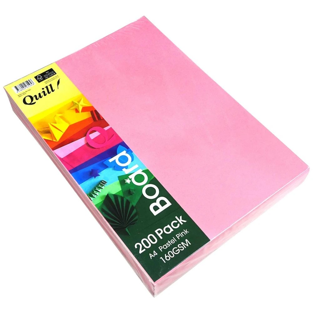 3 Quill Board A4 160gsm Pastel Pink 200 Pack, 3 of 3