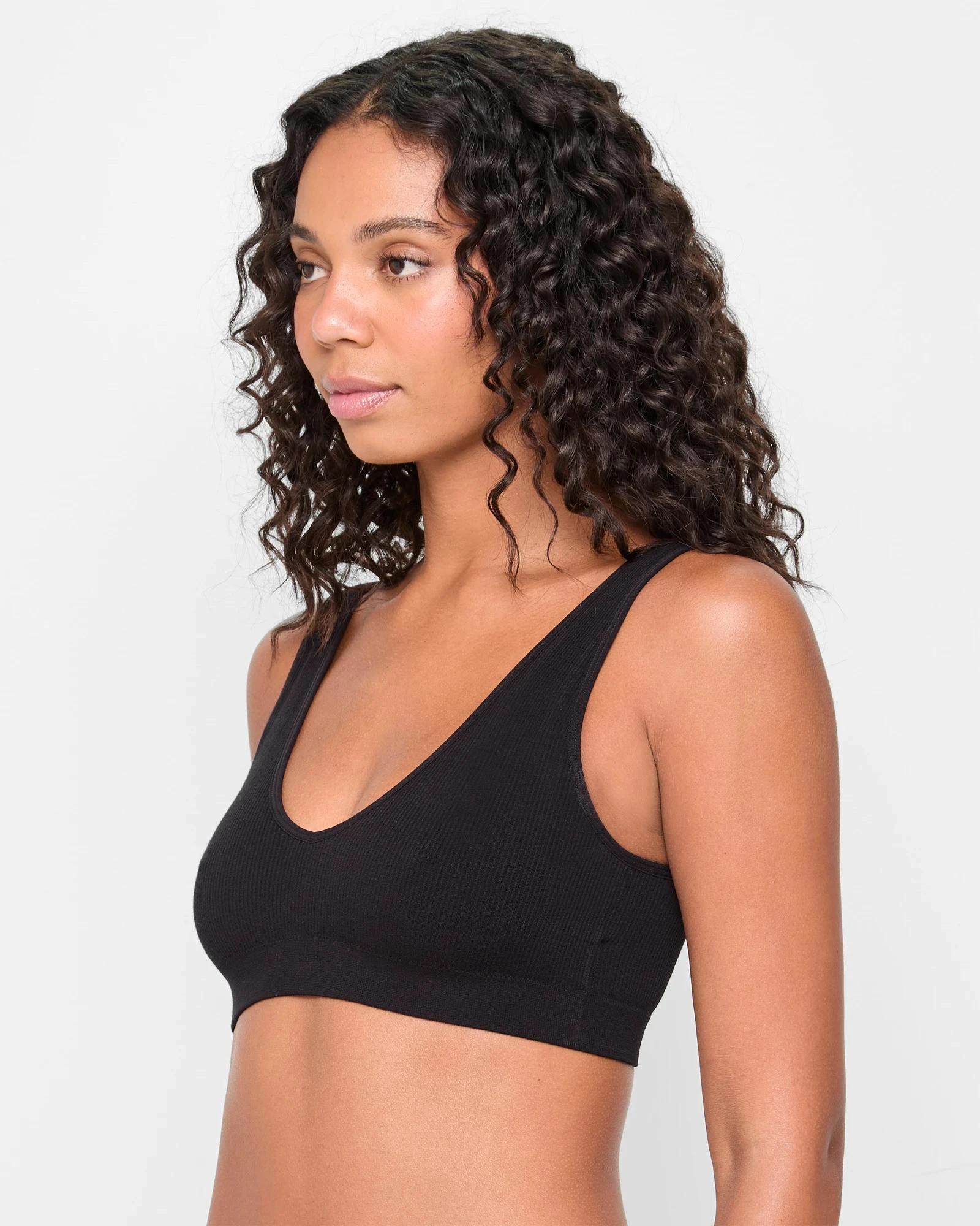 1 Target Bamboo Rib Plunge Crop Top BLACK, 1 of 3