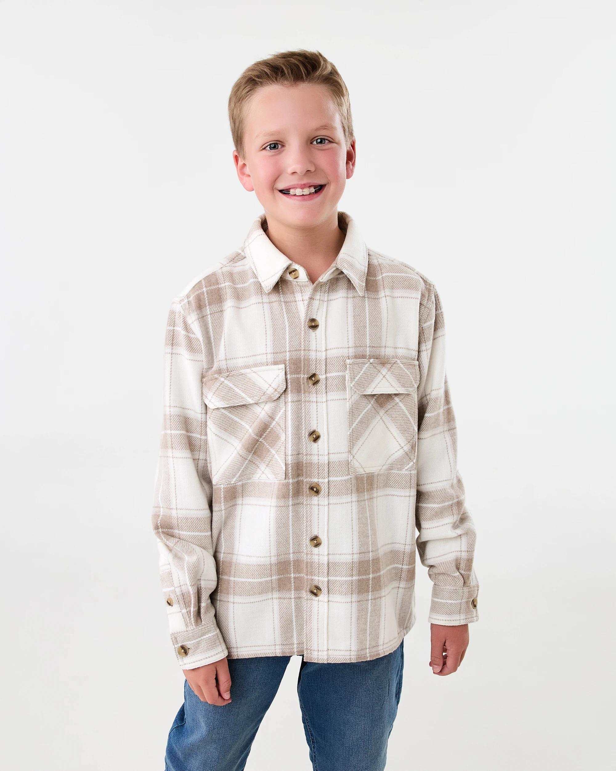 1 Melton Shirt Bge Check, 1 of 8