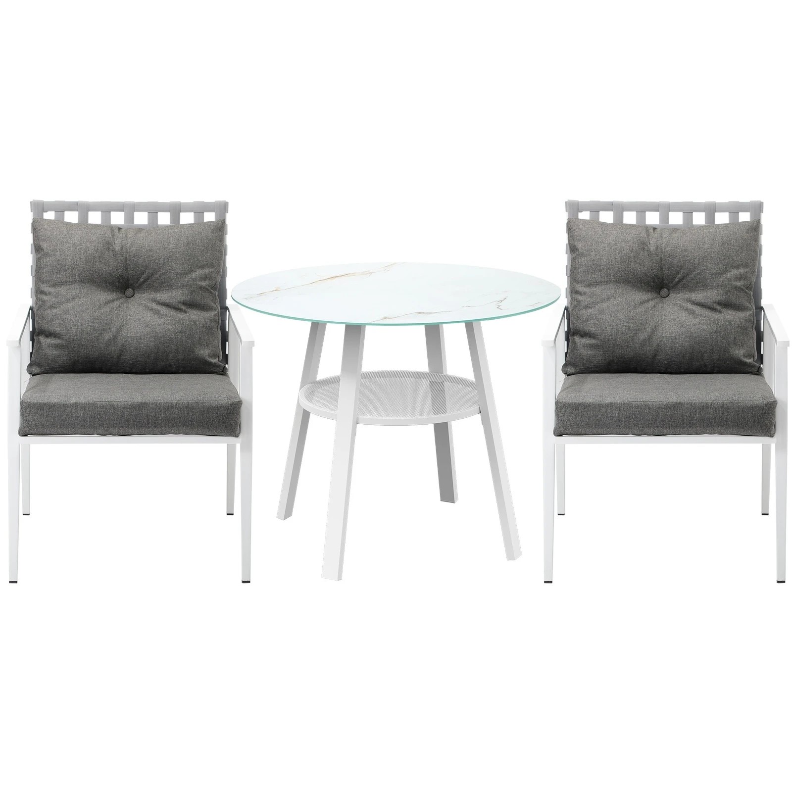 7 Livsip Outdoor Dining Set Patio Furniture Setting 3PCS Marble Table Rattan Chair - Multi, 7 of 9