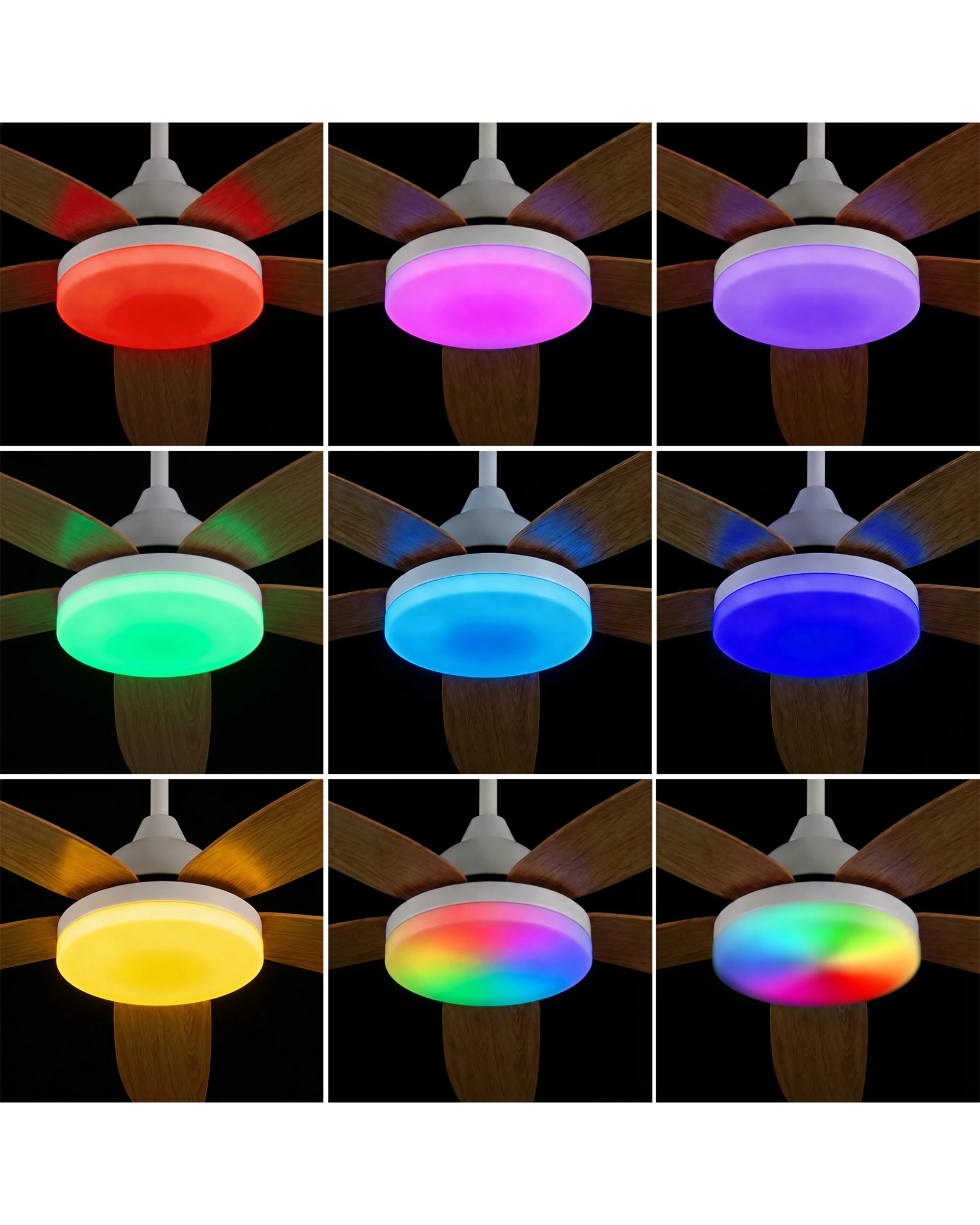 6 Advwin Ceiling Fans with RGB Color Lights 6 Speeds Remote APP Control - Brown, 6 of 7
