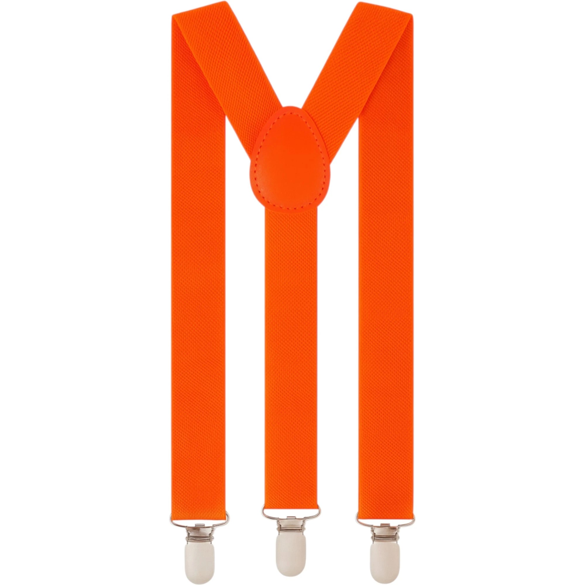 3 Zasel Mens Adjustable 100cm Fluro Orange Suspenders - Orange, 3 of 3