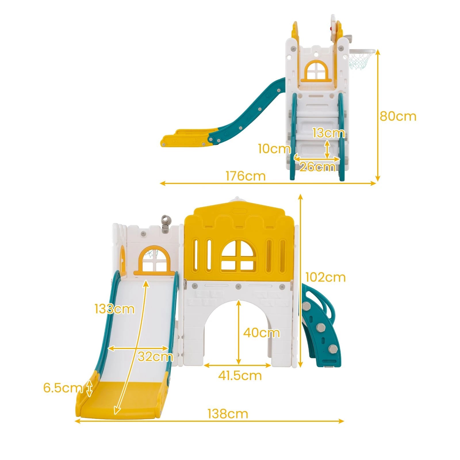 2 Costway 9-in-1 Slide Set Climber w/Basketball Yellow, 2 of 2