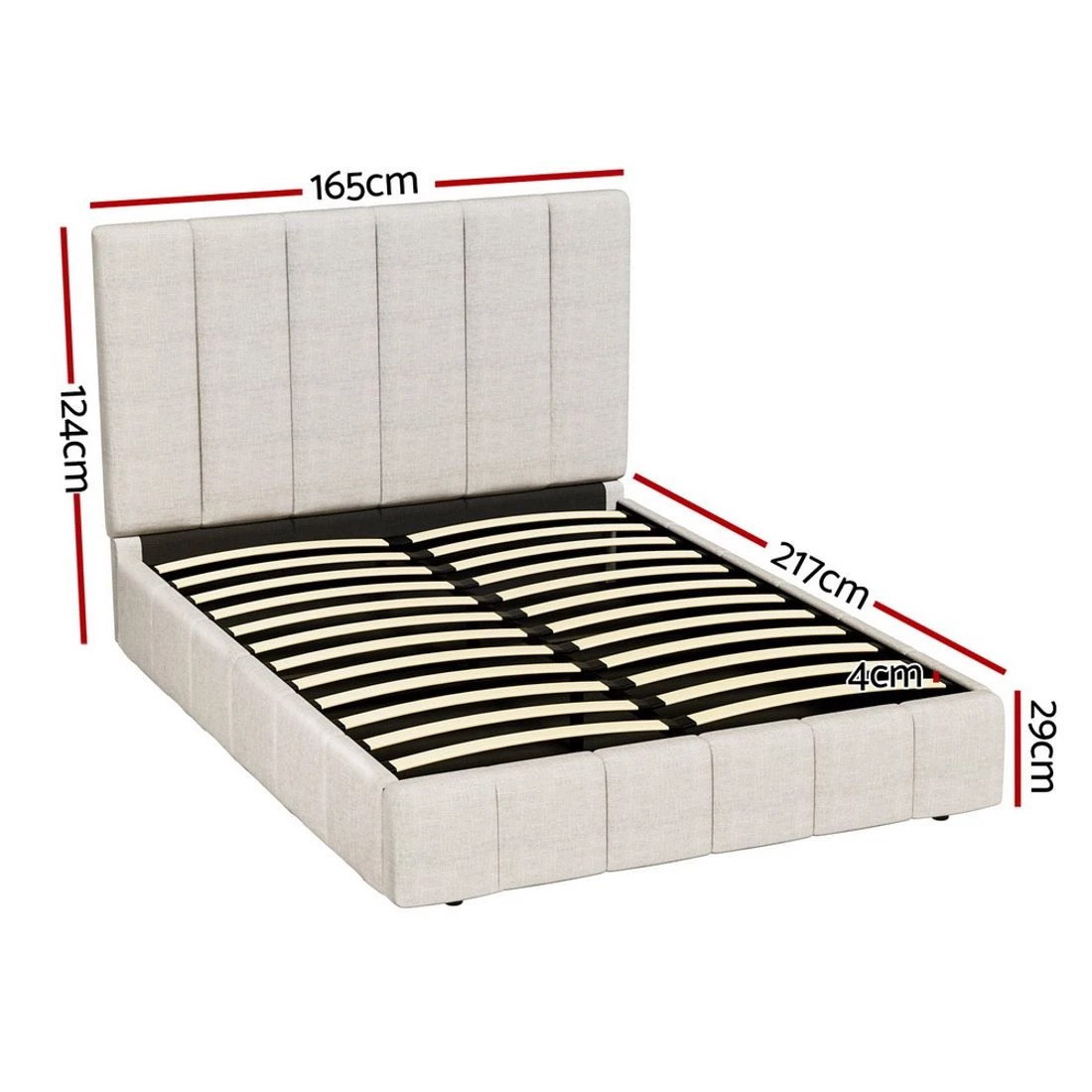 2 Artiss Bed Frame Queen Size  TETTE - Beige, 2 of 8
