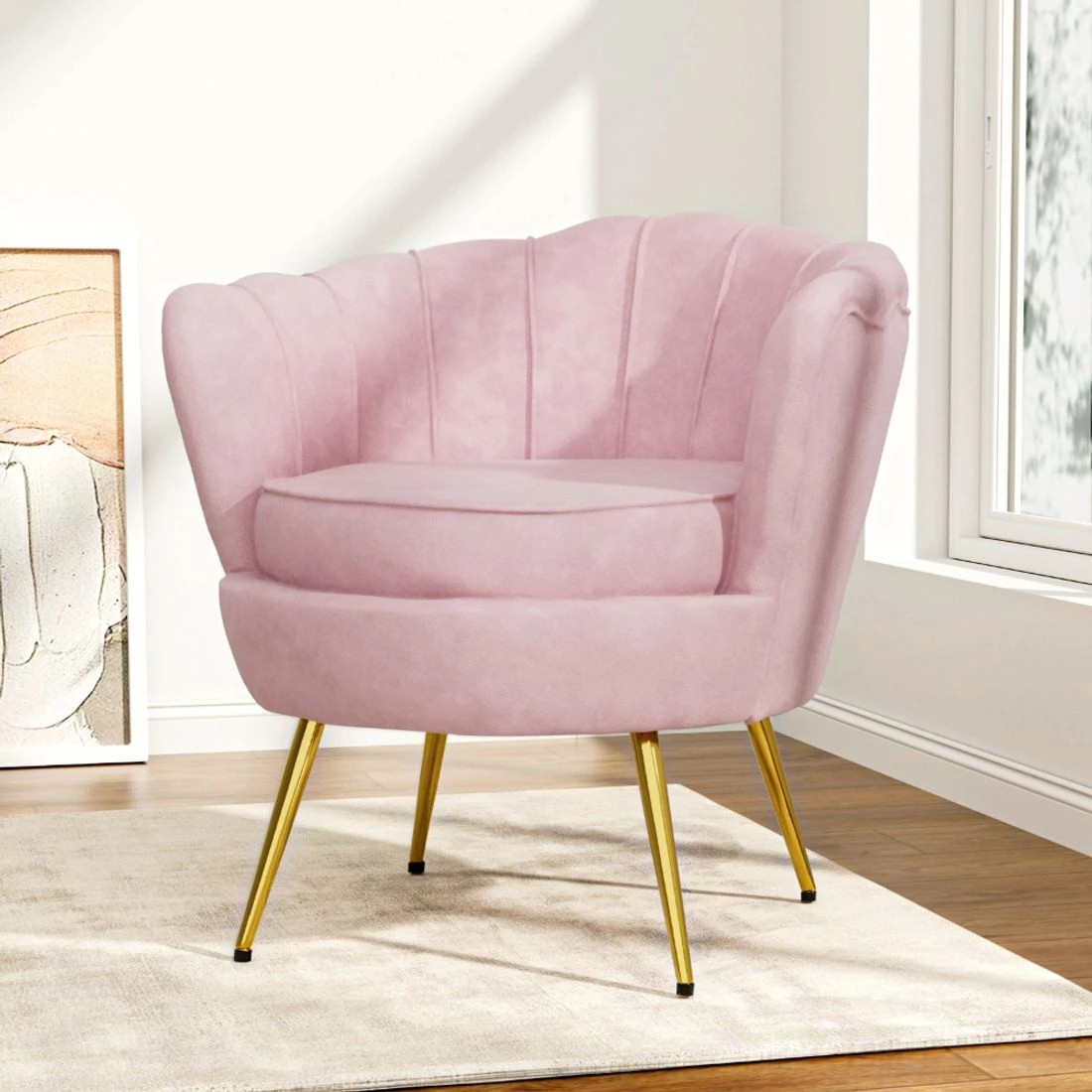 3 Artiss Armchair Velvet   Callista - Pink, 3 of 4