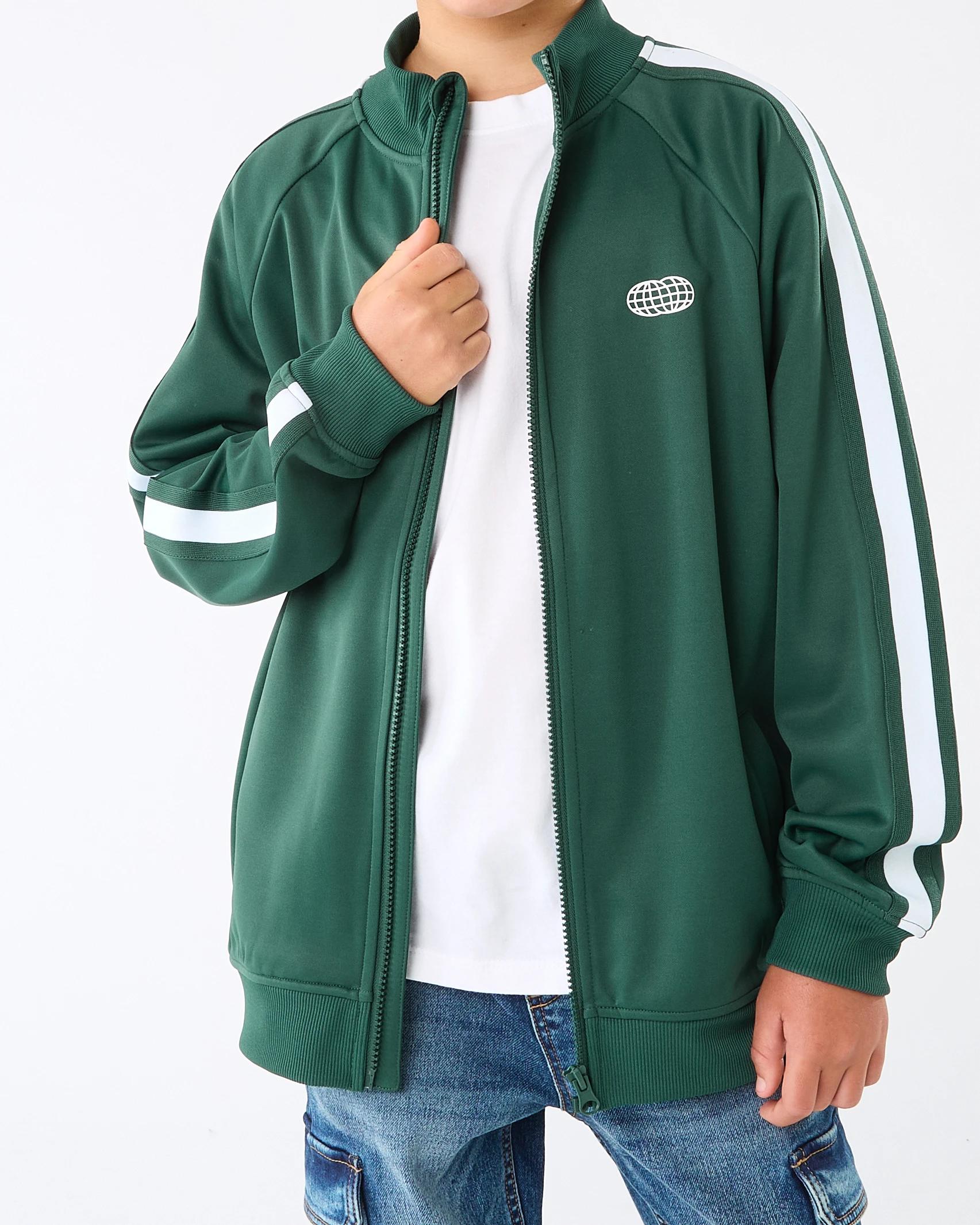 8 Tricot Zip Through Sweatshirt Grn Globe, 8 of 9