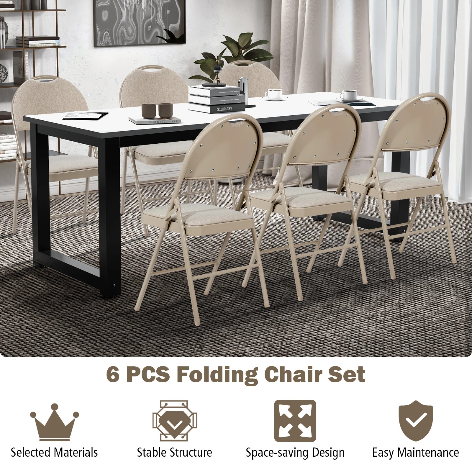 2 Costway 6x Folding Dining Chairs Portable Side Kitchen Chairs, 2 of 10