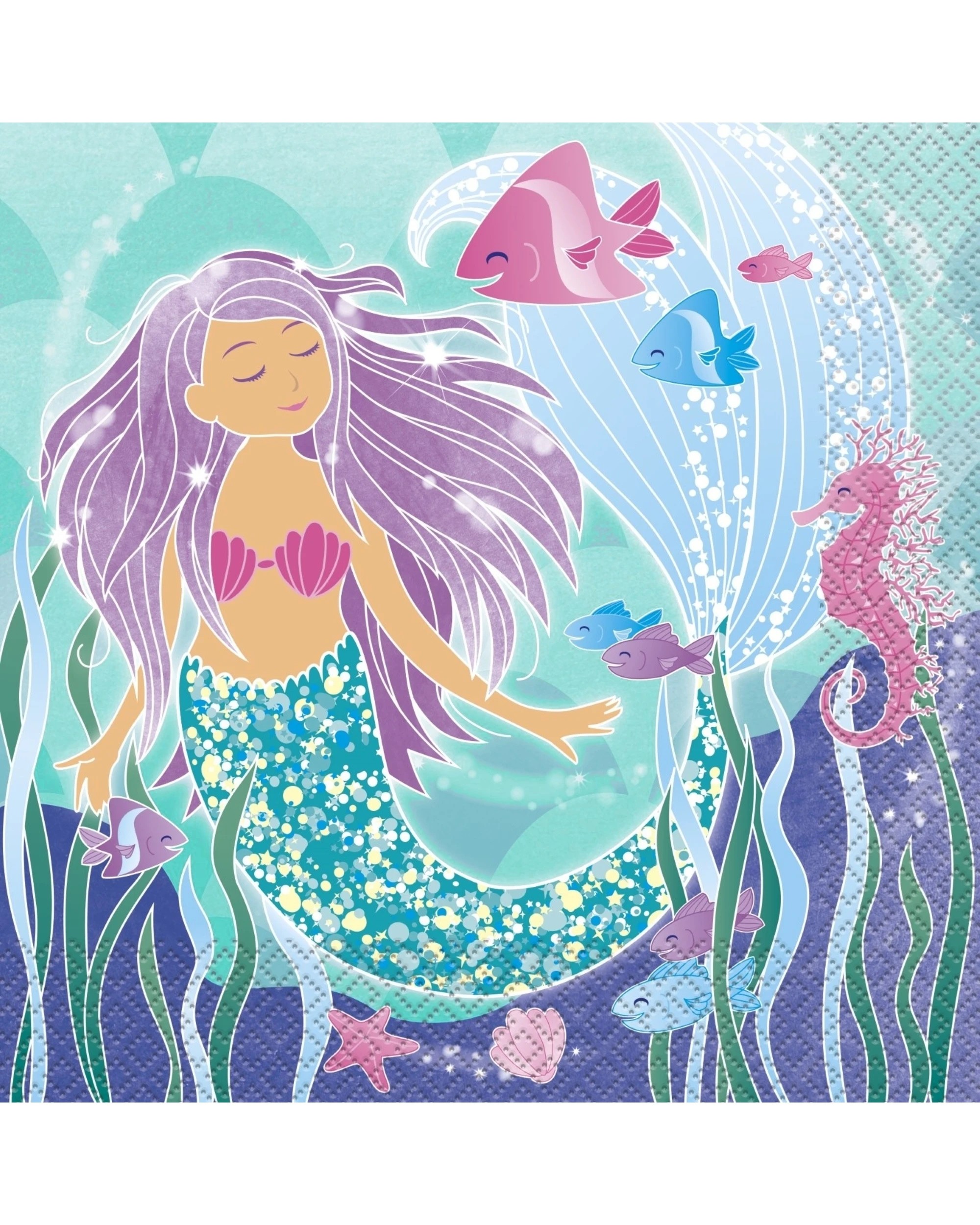 1 Mermaid Large Napkins / Serviettes (Pack of 16), 1 of 1