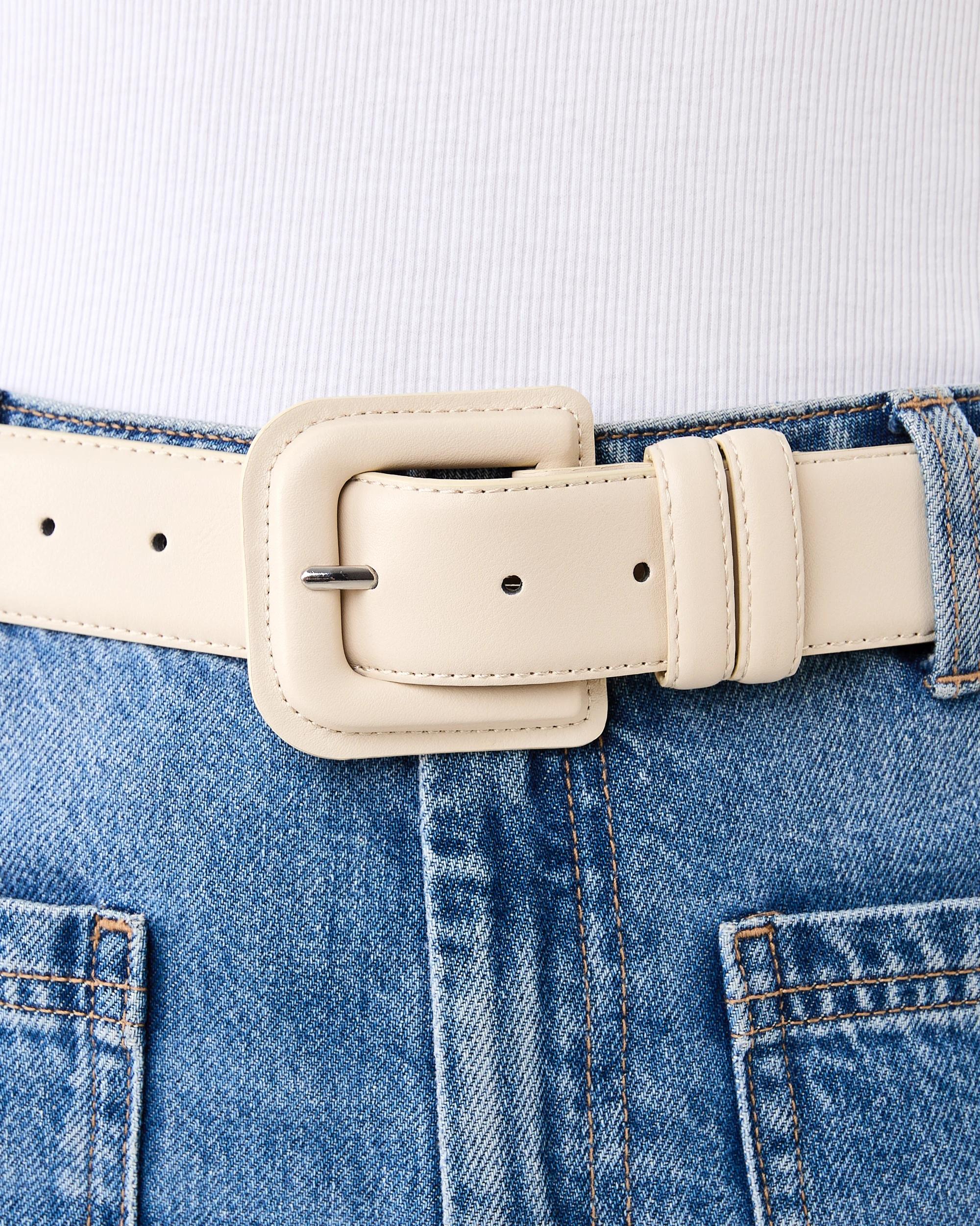 3 Covered Buckle Belt Ecru, 3 of 4