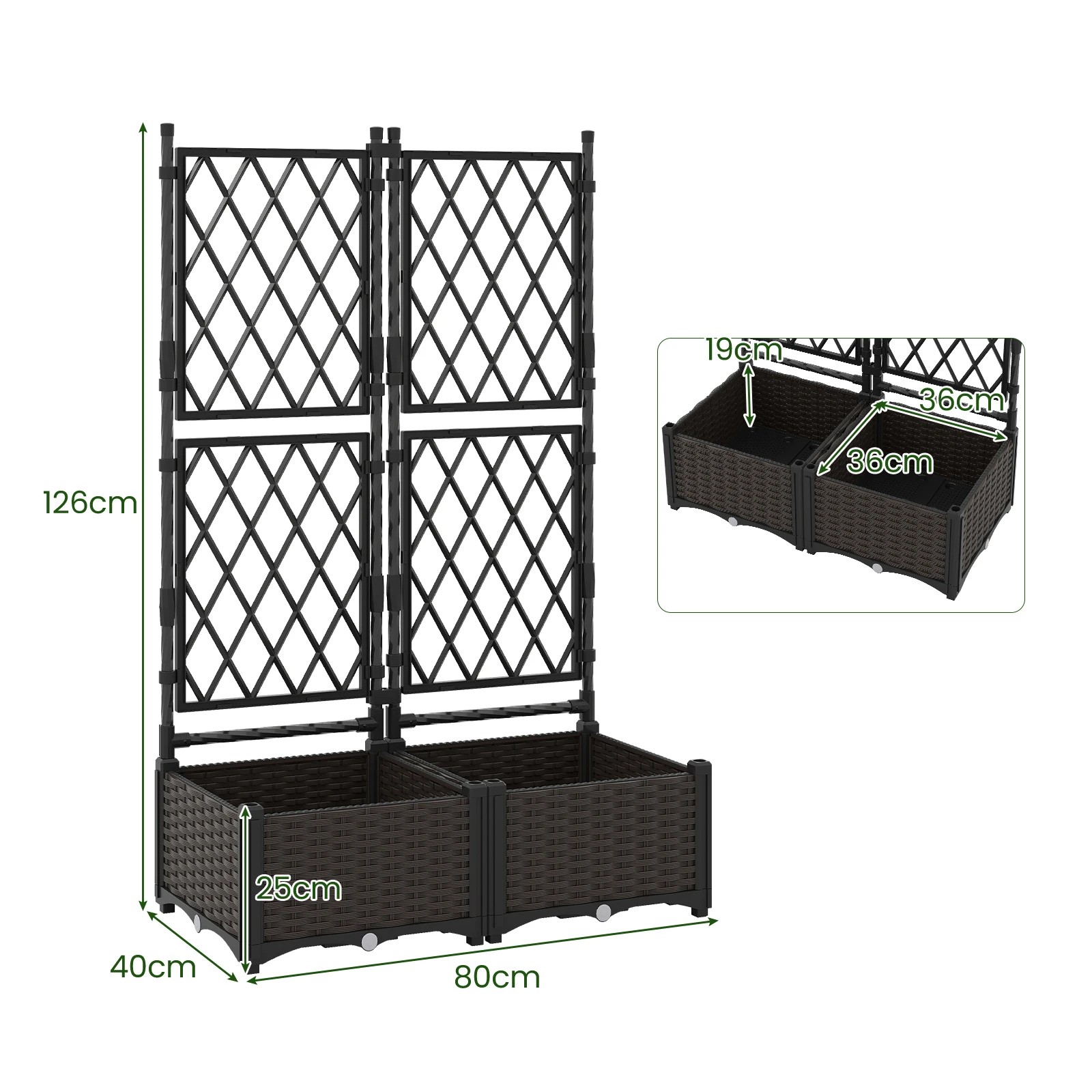2 Costway 2x Raised Garden Bed w/Climbing Trellis Self-Watering Elevated Vertical Planter Boxes, 2 of 4