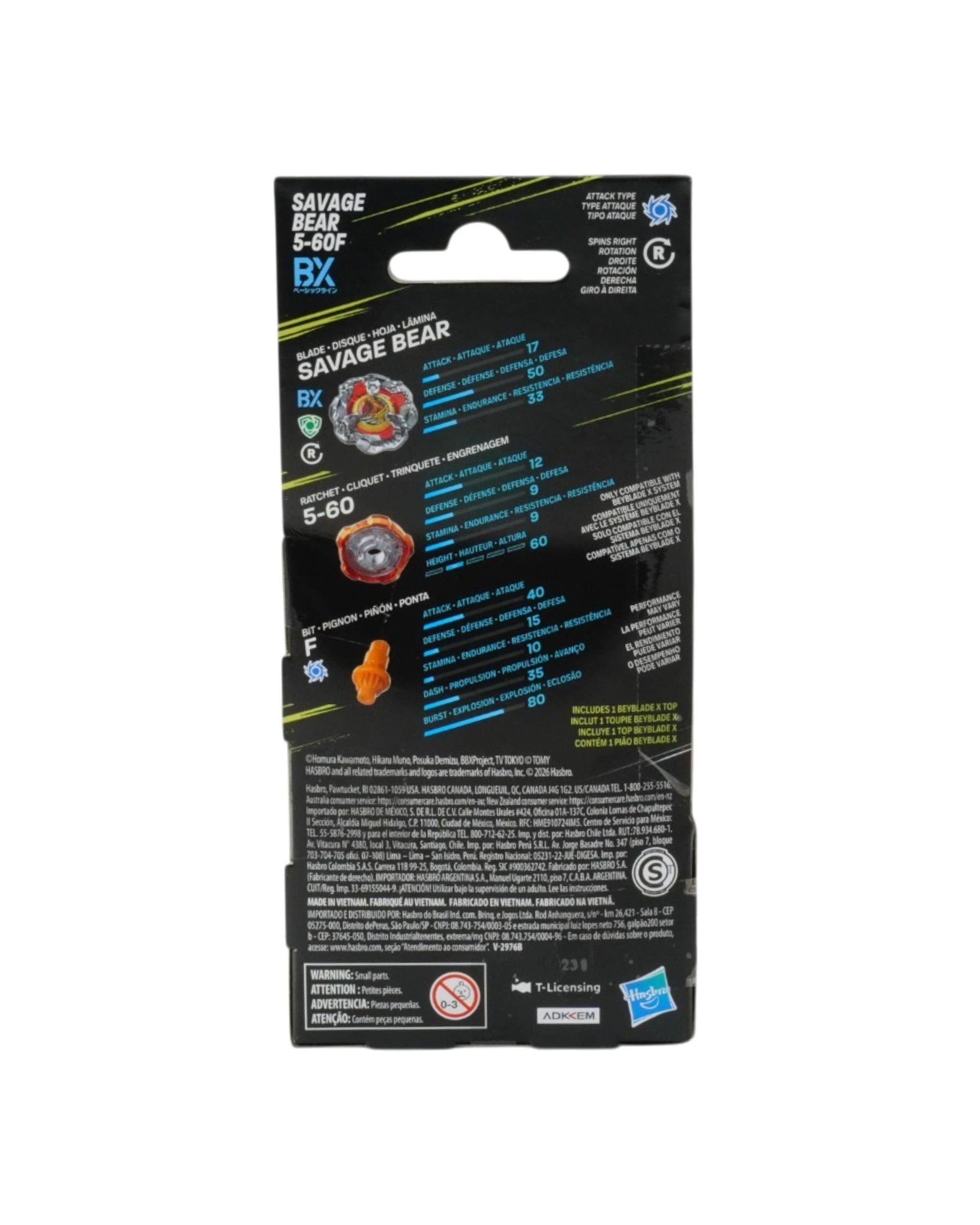 4 Beyblade X Savage Bear 5-60F BX Booster Pack Set, 4 of 7