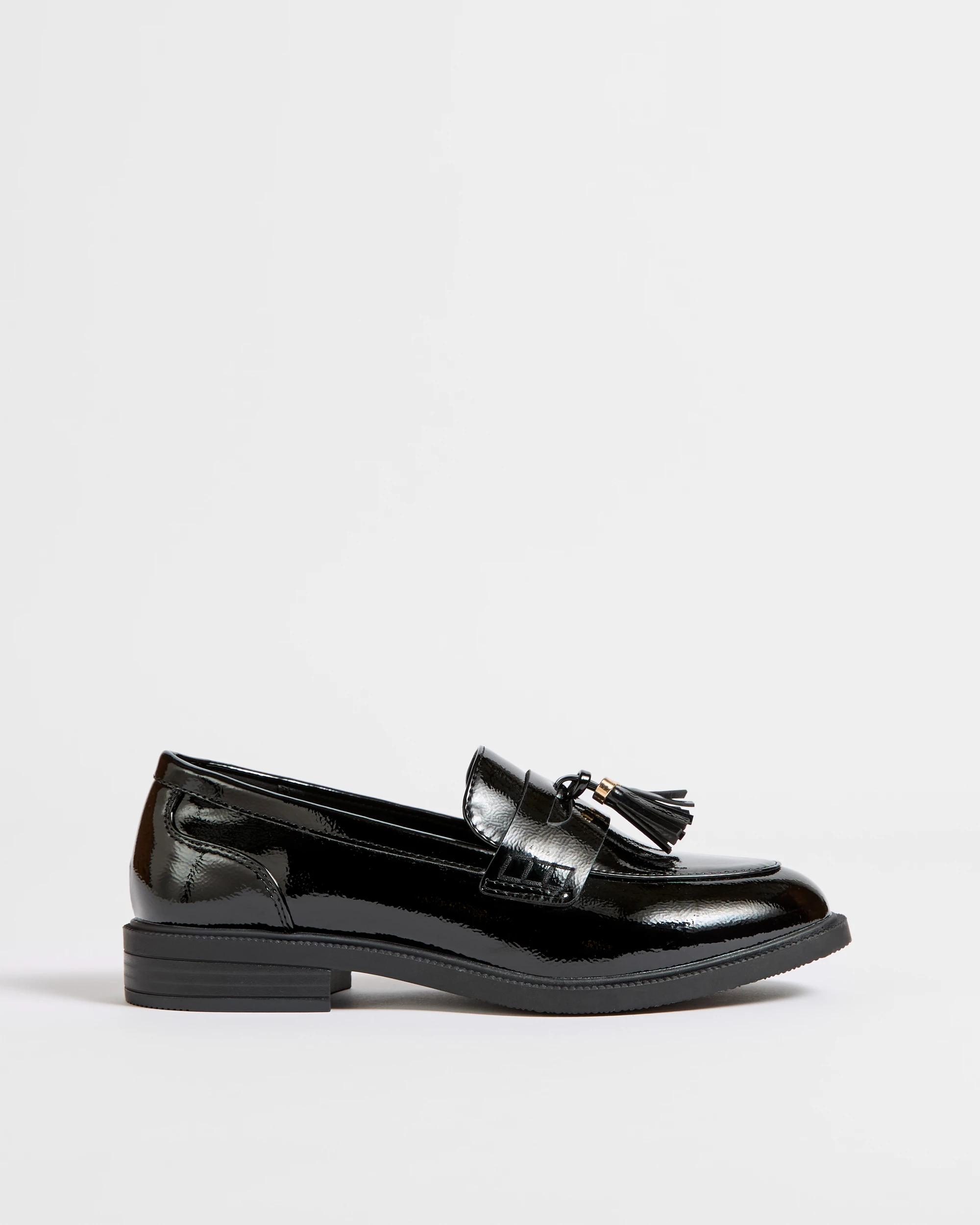 1 Target Woman Penny Tassel Loafer BLACK CRINKLE PATENT, 1 of 3
