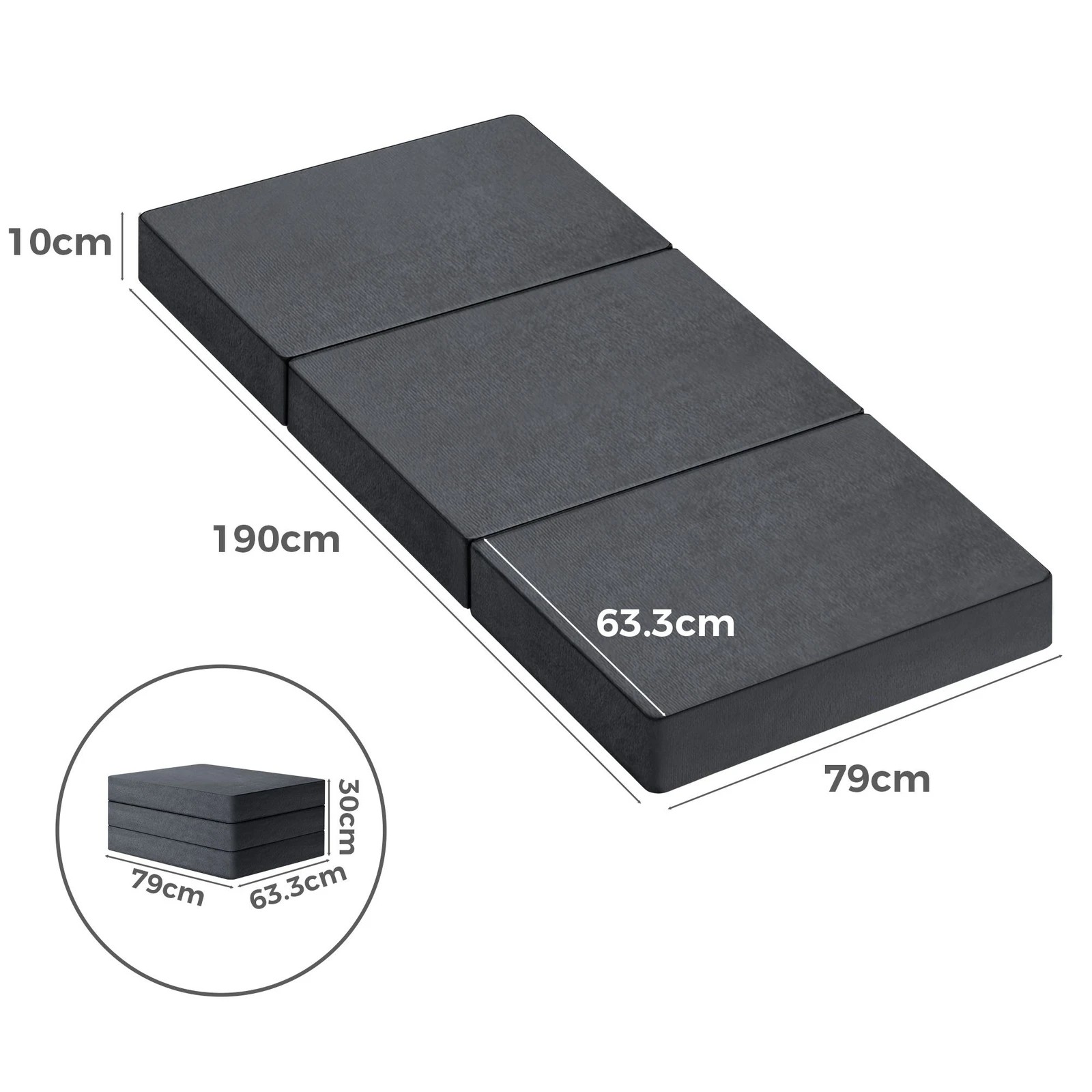 4 Starry Eucalypt Foldable Mattress Folding Foam Portable 79X190CM - Grey, 4 of 4