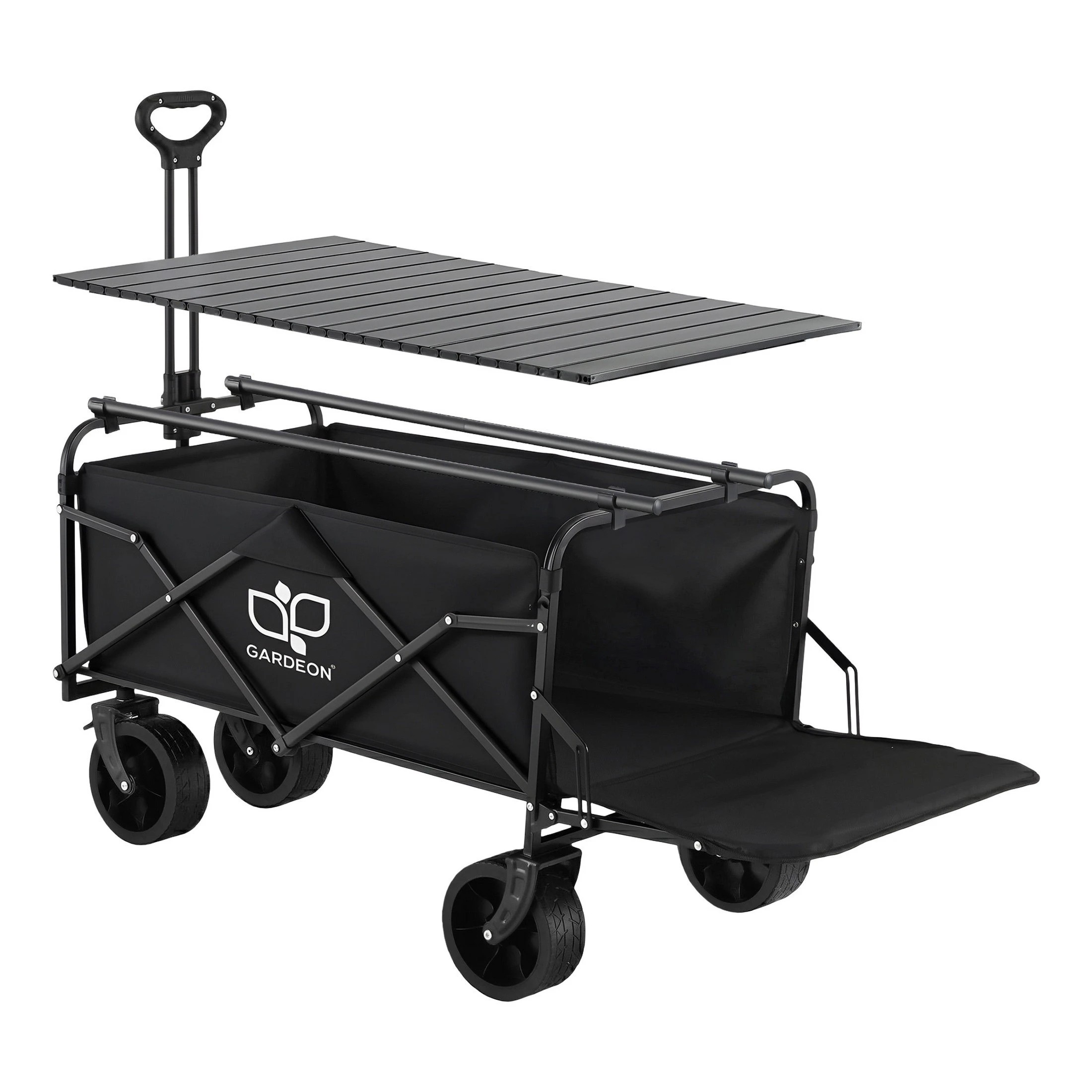 1 Gardeon Folding Camping Wagon Heavy Duty Utility Cart with Tailgate Table 150L - Black, 1 of 9