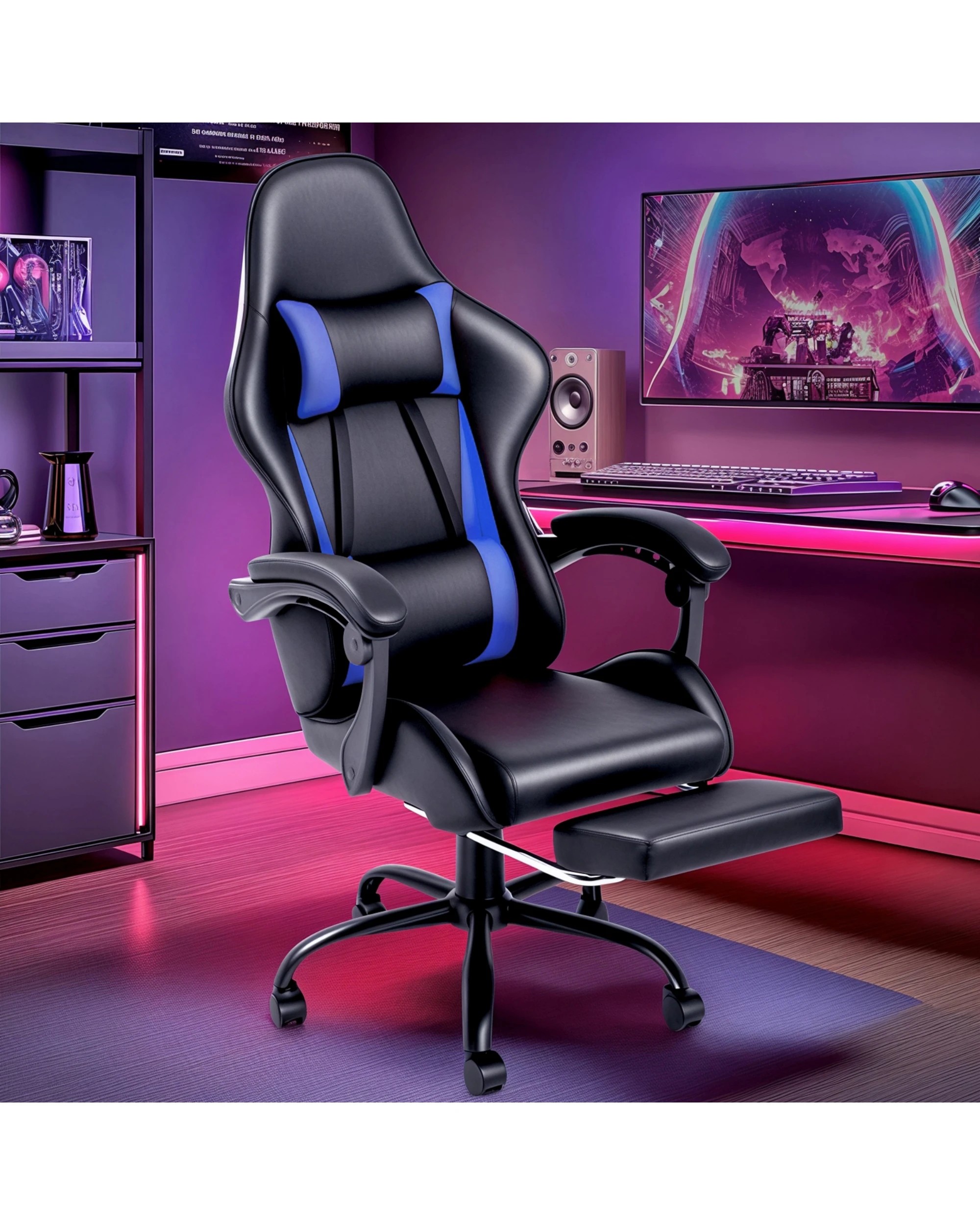 8 Advwin Gaming Chair Massage Lumbar Cushion - Blue, 8 of 9