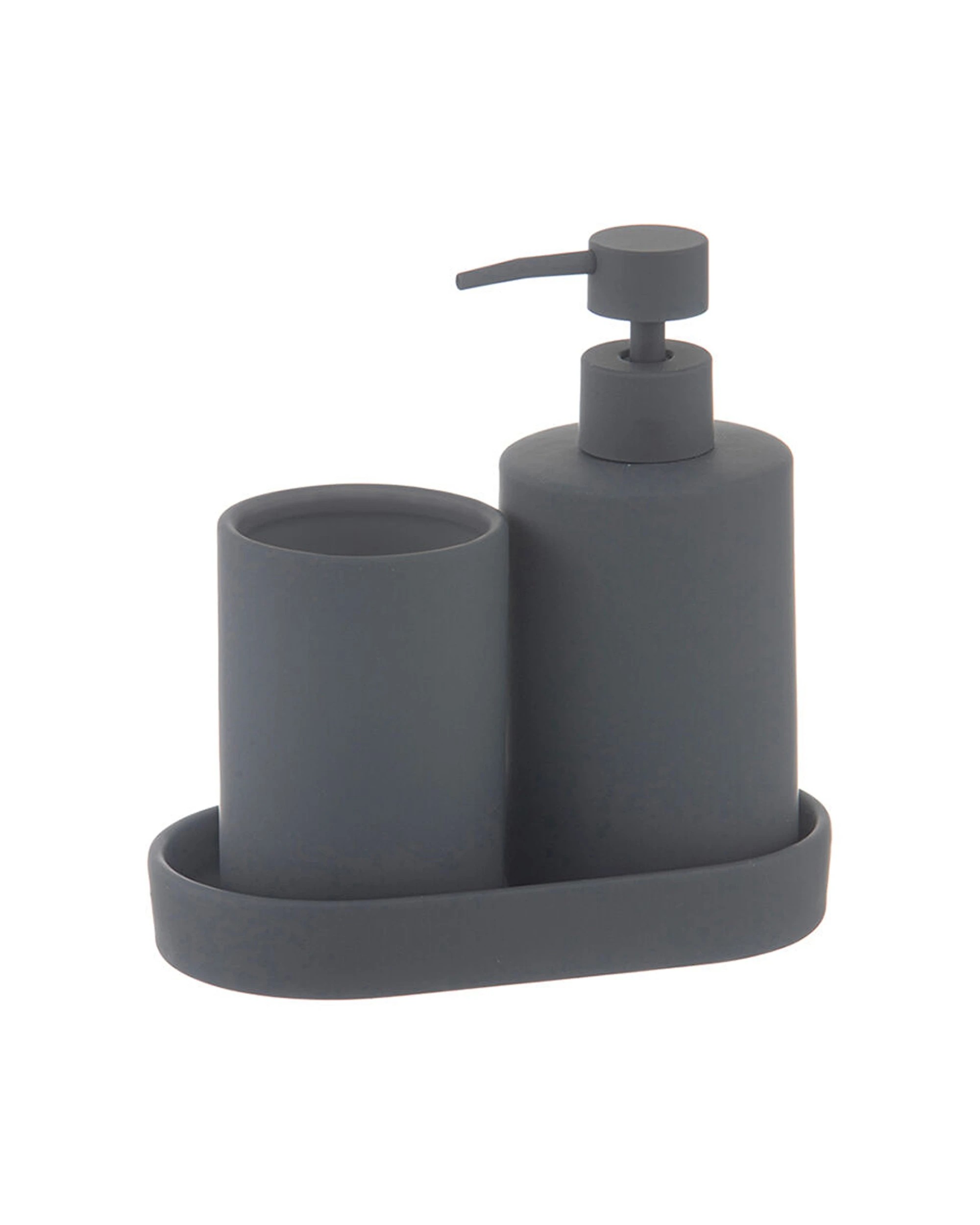 1 Ladelle 3pc Essentials Bathroom Kitchen Countertop Set - Charcoal, 1 of 1