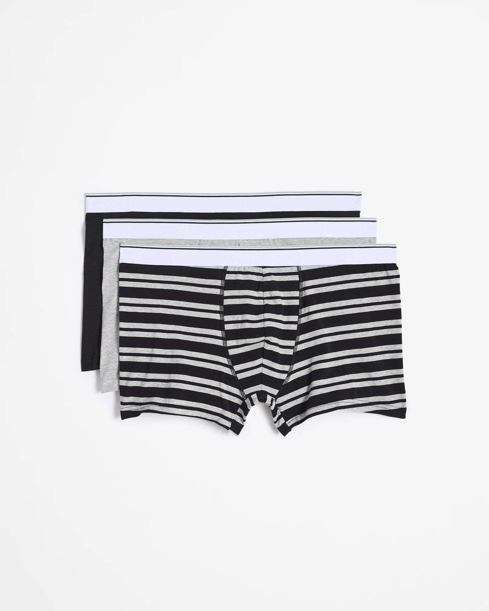 1 Plus Size Australian Cotton Blend 3 Pack Trunks - Maxx GREY STRIPE, 1 of 1