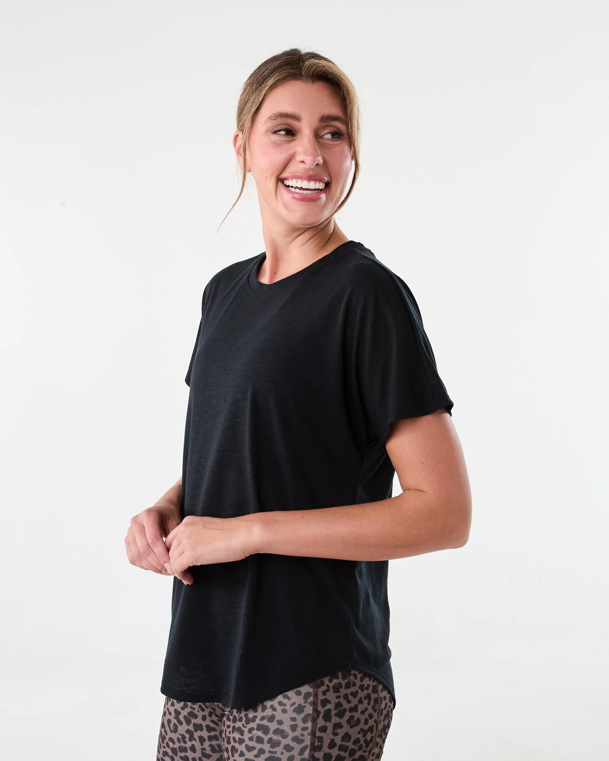 2 Active Womens Relax Sleeve T-shirt BLACK, 2 of 6