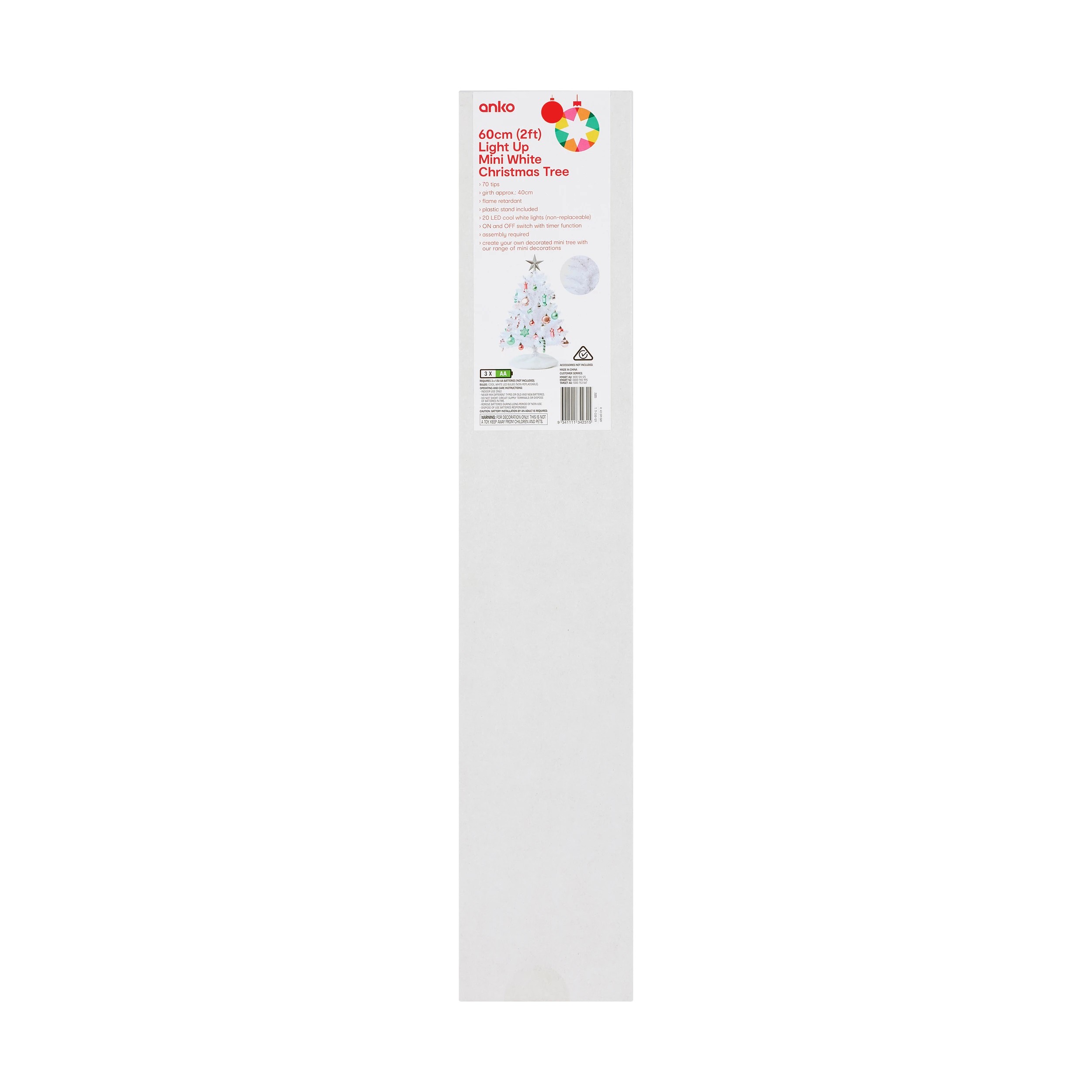 7 60cm (2ft) Light Up Mini White Christmas Tree, 7 of 7