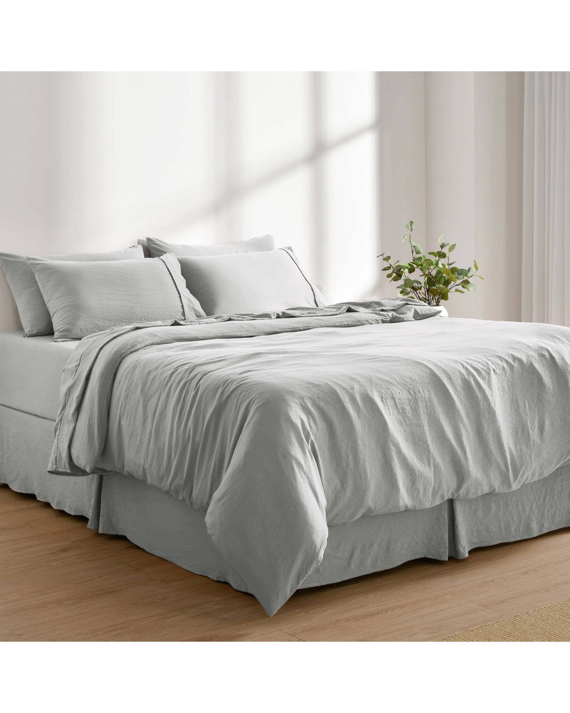 8 Dreamaker Superfine Washed Microfibre Pleated Valance - King Bed - Dove Grey, 8 of 9