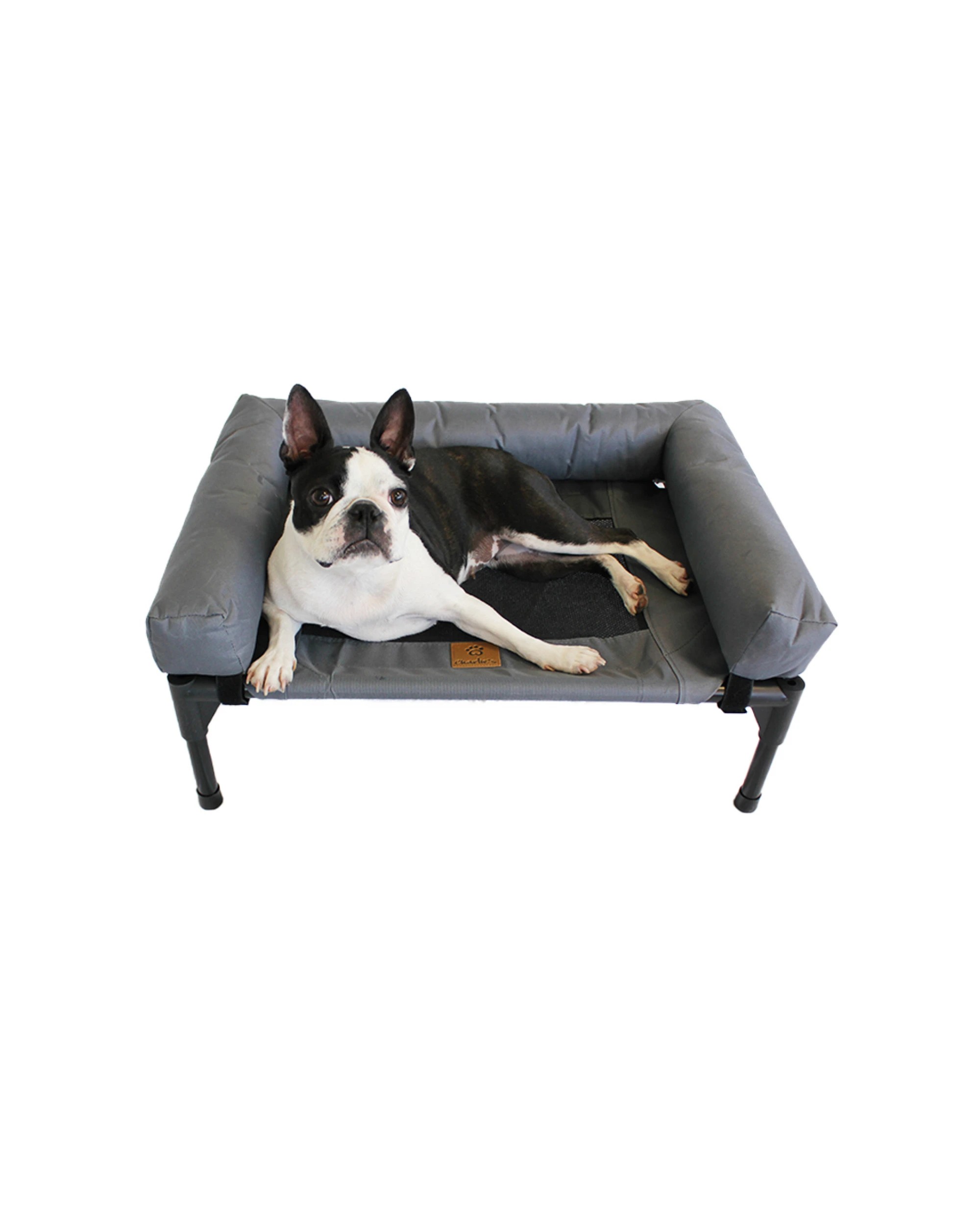 1 Charlie's Elevated Trampoline Bolster Sofa Dog Bed Large - Grey, 1 of 10